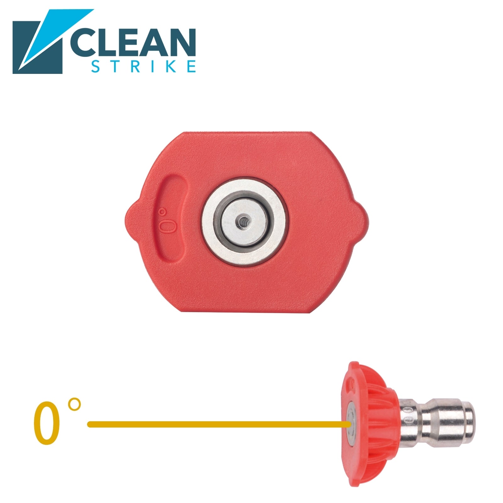 Clean Strike Professional Spray Nozzles, Red 0-Degree Spray Tips with 1/4 Inch Quick Connect Fitting, 3.5 Orifice and Pressure Washer Rated 6200 PSI, 5-Pack