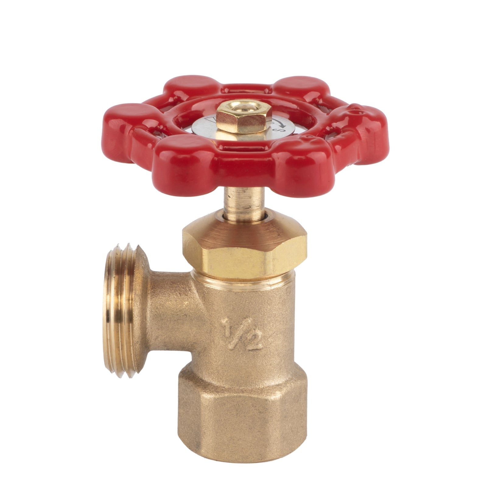 Hausen 1/2-inch FIP (Female Iron Pipe) x 3/4-inch MHT (Male Hose Thread) Brass Boiler Drain Valve; cUPC Certified; Compatible with Boilers and Water Heaters in Plumbing and Heating Systems, 1-pack