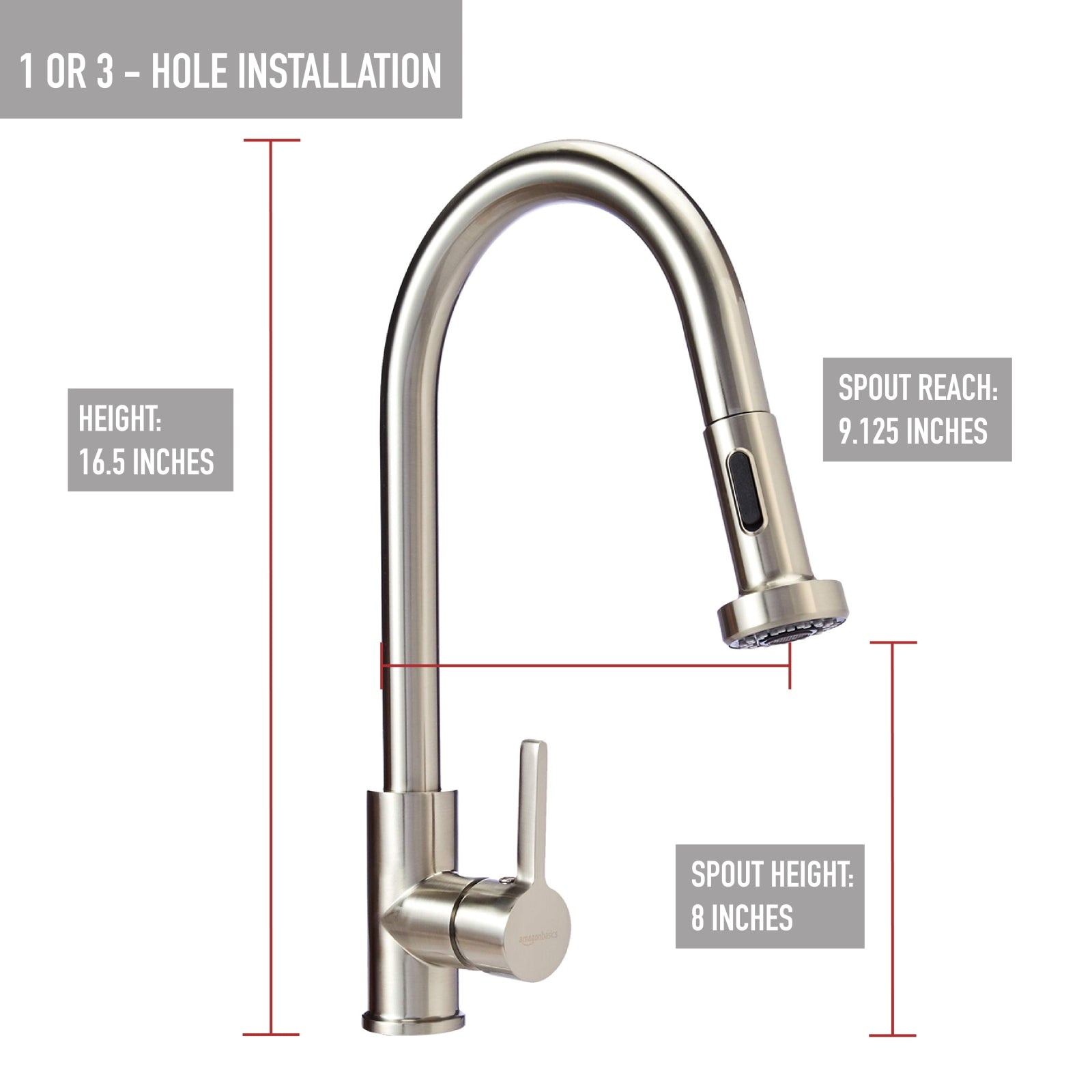 Modern Pull-Down Kitchen Sprayer Faucet, Satin Nickel