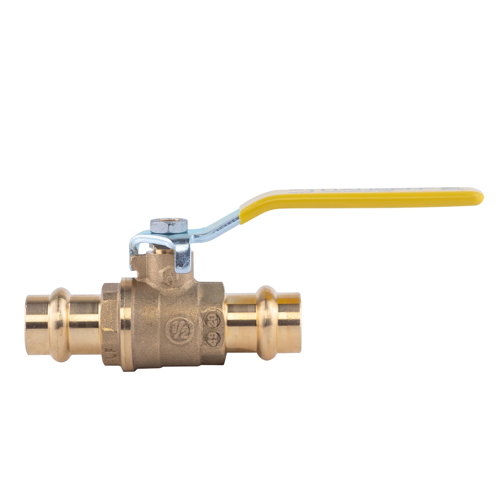 Hausen 1/2-inch Single O-Ring Press Ball Valve; Lead Free Forged Brass; Blowout Resistant Stem; For Use in Potable Water Distribution Systems, Hydronic Heating and Chilled Water, 1-Pack