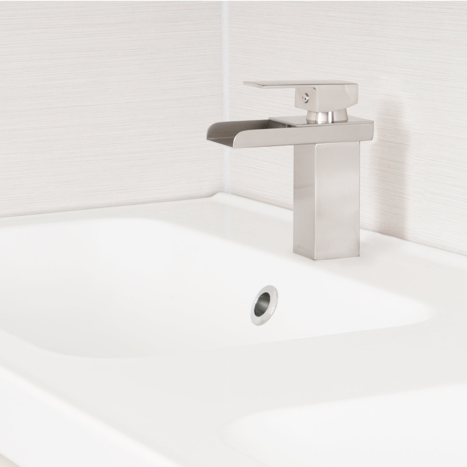 Waterfall Bathroom Faucet, Satin Nickel