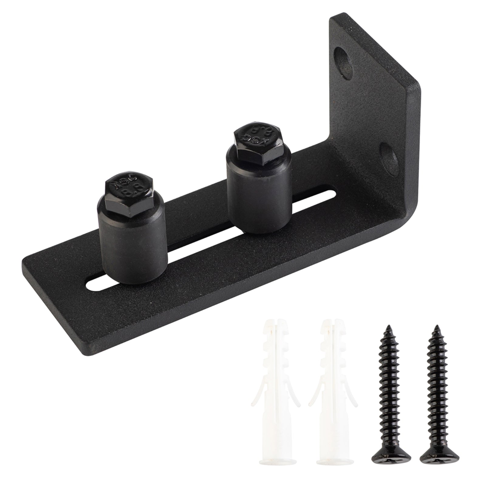 Austin & Mills Adjustable Barn Door Hardware Floor Guide Roller, Black