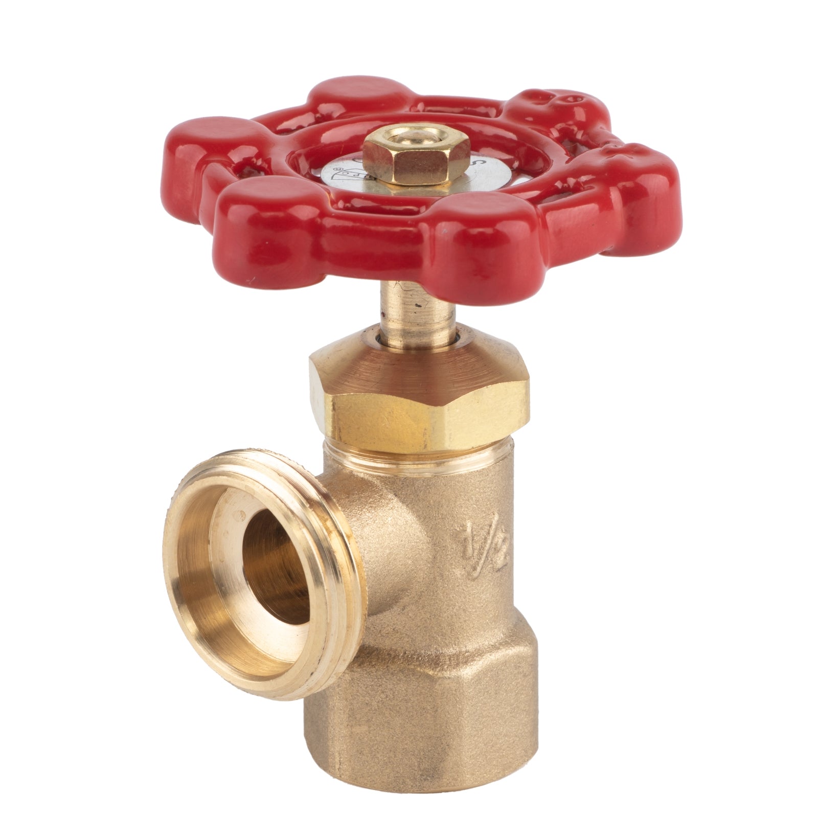 Hausen 1/2-inch FIP (Female Iron Pipe) x 3/4-inch MHT (Male Hose Thread) Brass Boiler Drain Valve; cUPC Certified; Compatible with Boilers and Water Heaters in Plumbing and Heating Systems, 1-pack