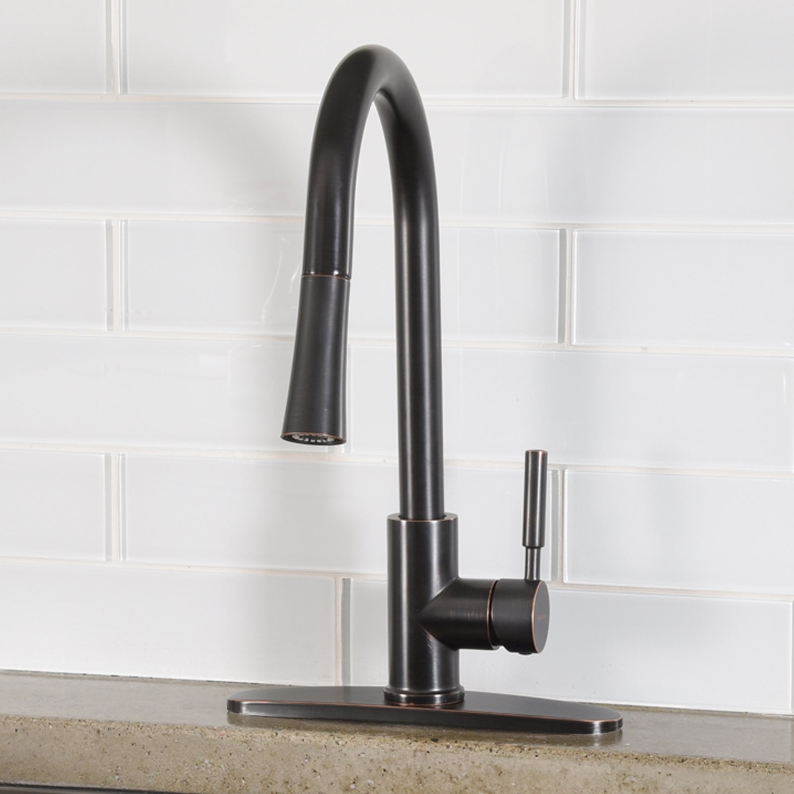 Modern Single-Handled Kitchen Pull-Down Sprayer Faucet, Oil-Rubbed Bronze