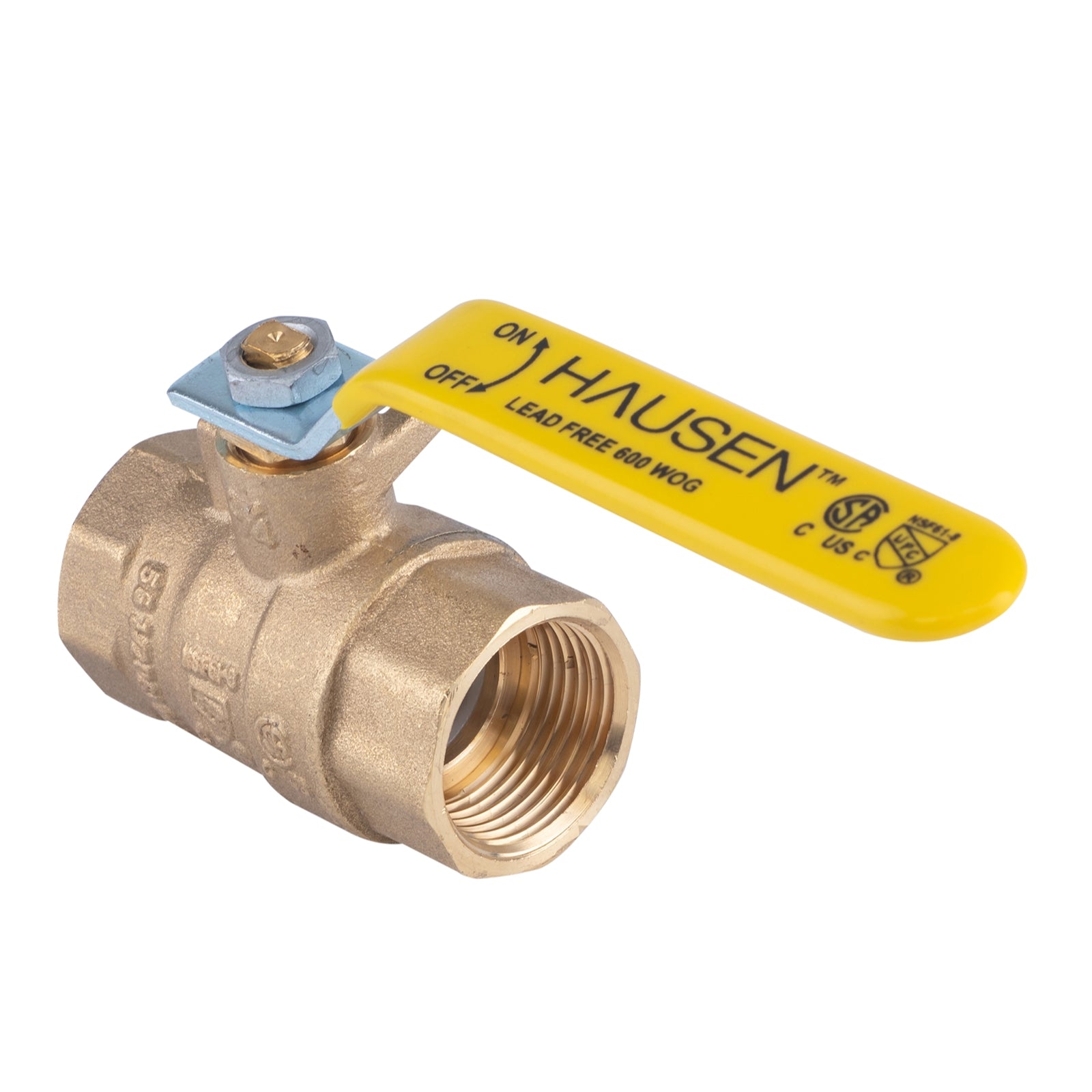 Hausen 3/4-inch FIP (Female Iron Pipe) x 3/4-inch FIP (Female Iron Pipe) Full Port Threaded Brass Ball Valve; Blowout Resistant Stem; For Use in Potable Water Distribution Systems, 1-Pack