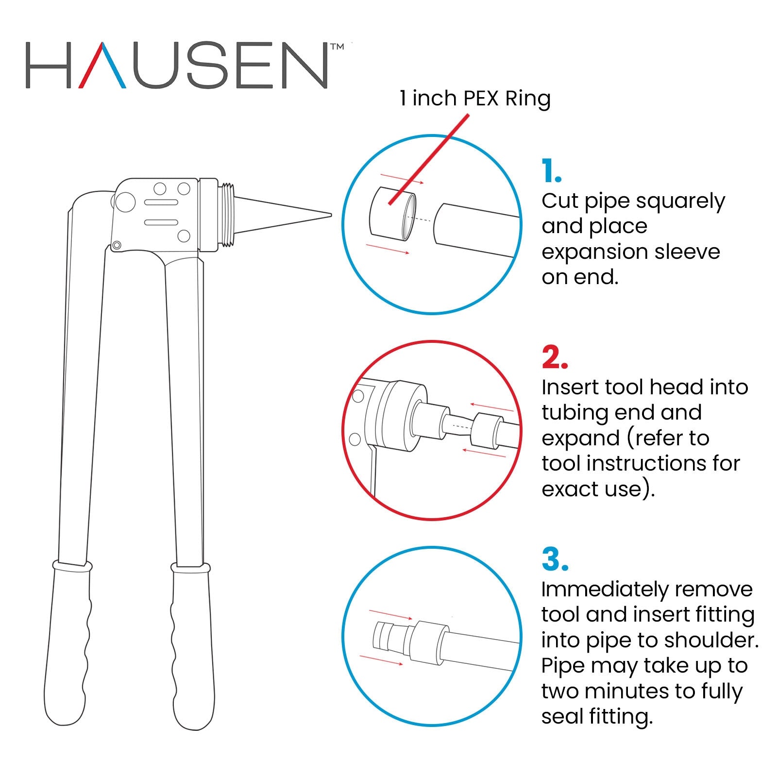 Hausen 1-inch PEX Standard Port Brass Ball Valve with PEX Expansion Connection; Lead Free Forged Brass; Blowout Resistant Stem; For Use in Potable Water, Oil and Gas Distribution Systems, 10-Pack