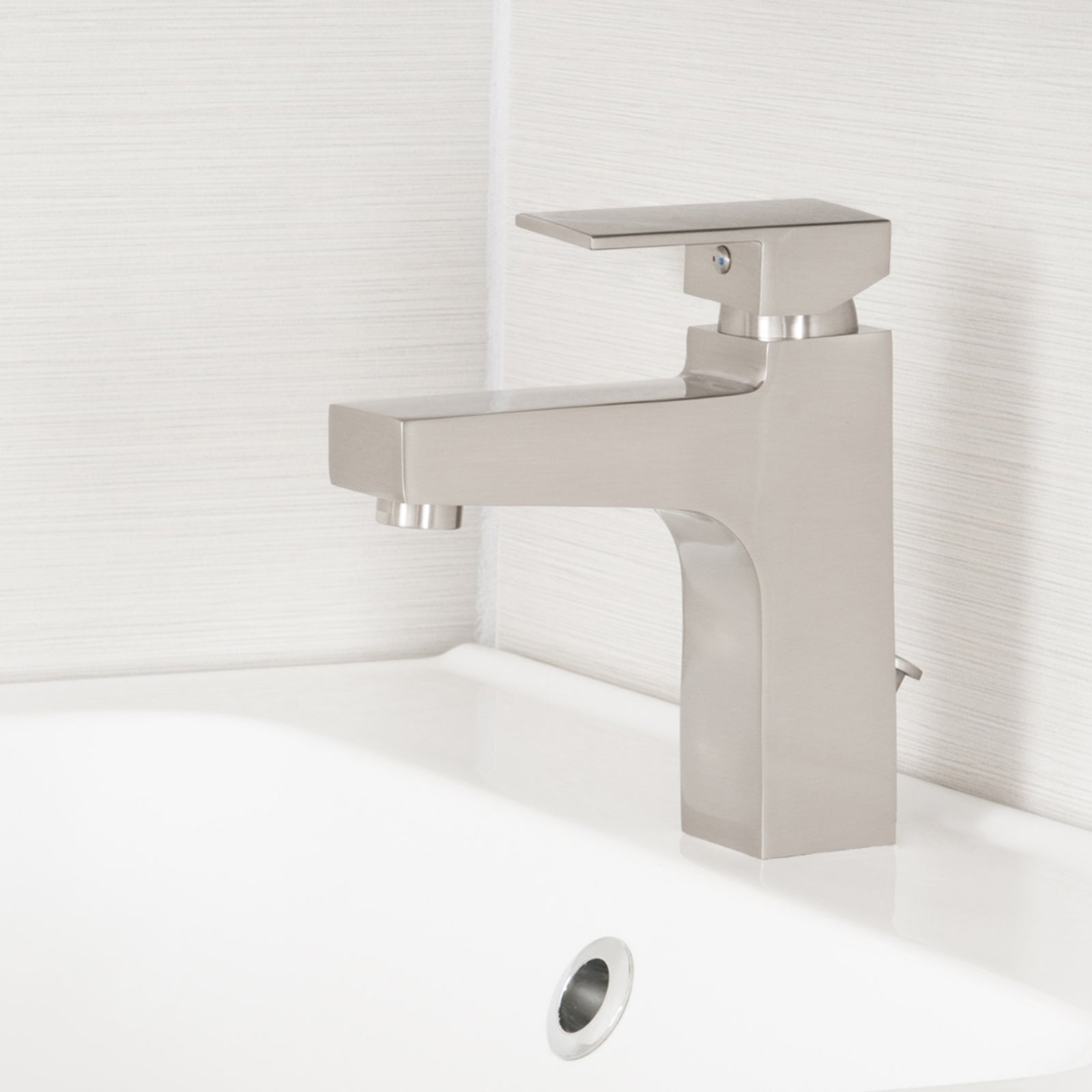 Single-handle Straight Bathroom Faucet, Satin Nickel