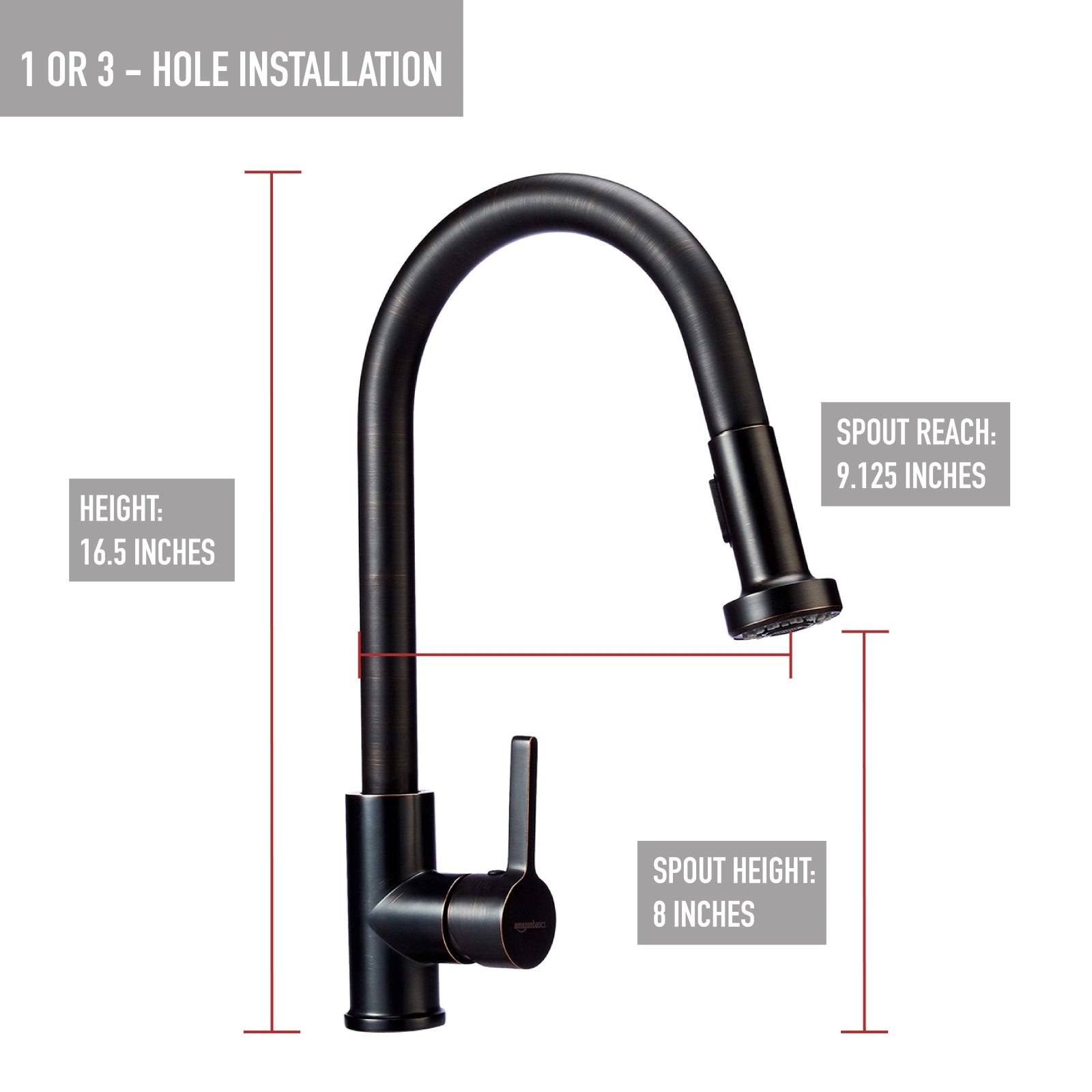 Modern Pull-Down Kitchen Faucet with Sprayer, Oil-Rubbed Bronze