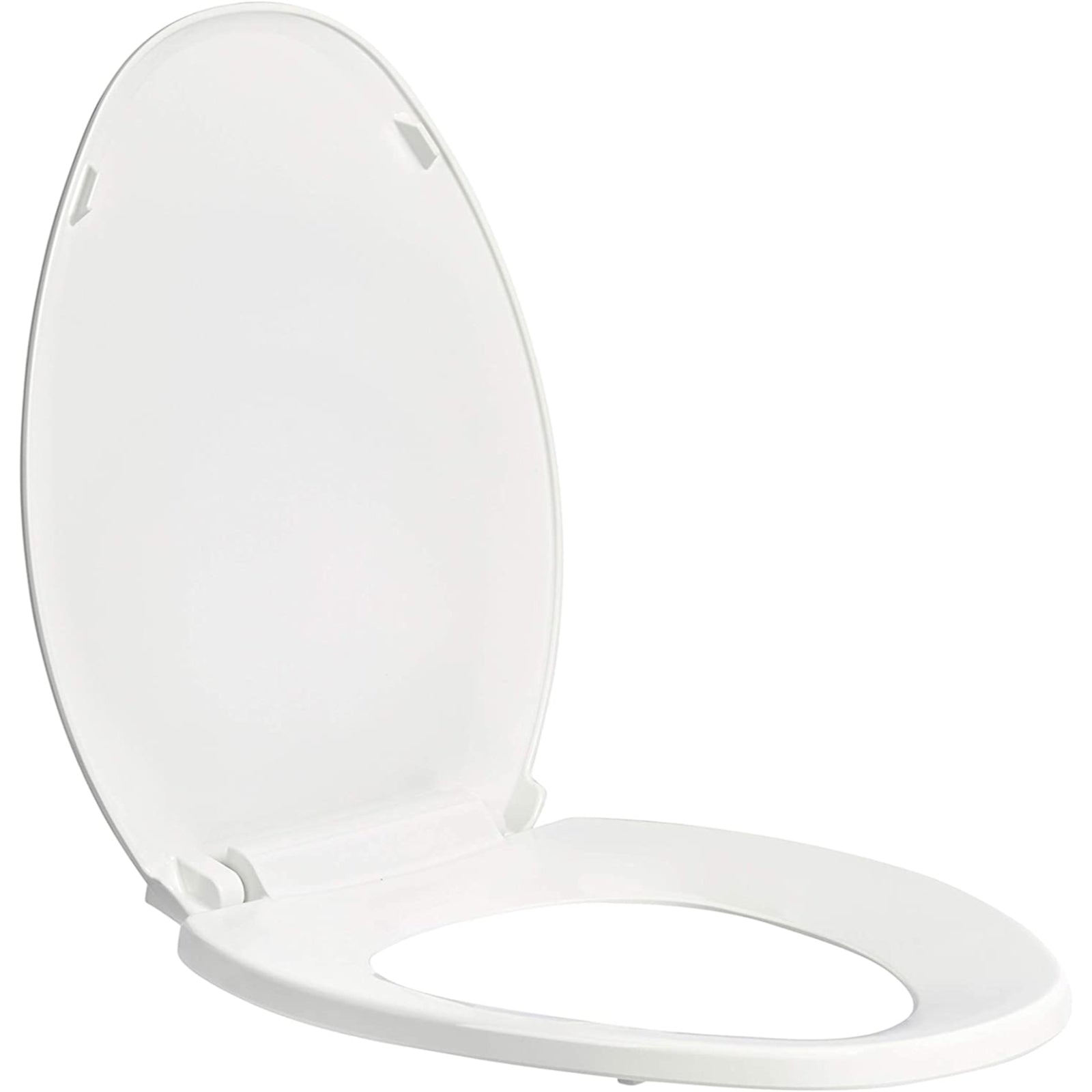 Hausen Quick-Install Soft-Close Replacement Toilet Seat with Durable Plastic Construction, Easy Top-Mount Installation with Hardware Included, Elongated-Shape, White, 1-Pack