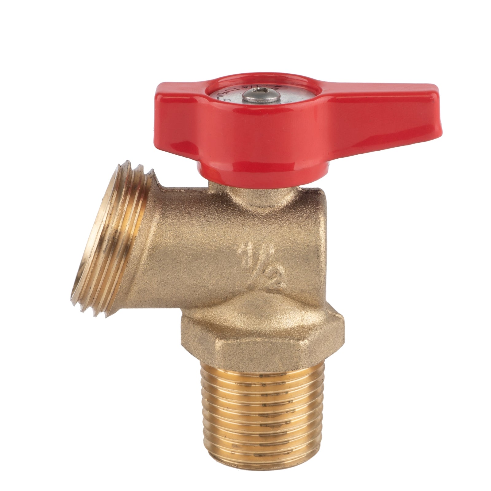 Hausen 1/2-inch MIP (Male Iron Pipe) or 1/2-inch Sweat x 3/4-inch MHT (Male Hose Thread) Brass Boiler Drain Valve with Lever Handle; Compatible with Boilers and Water Heaters, 1-Pack