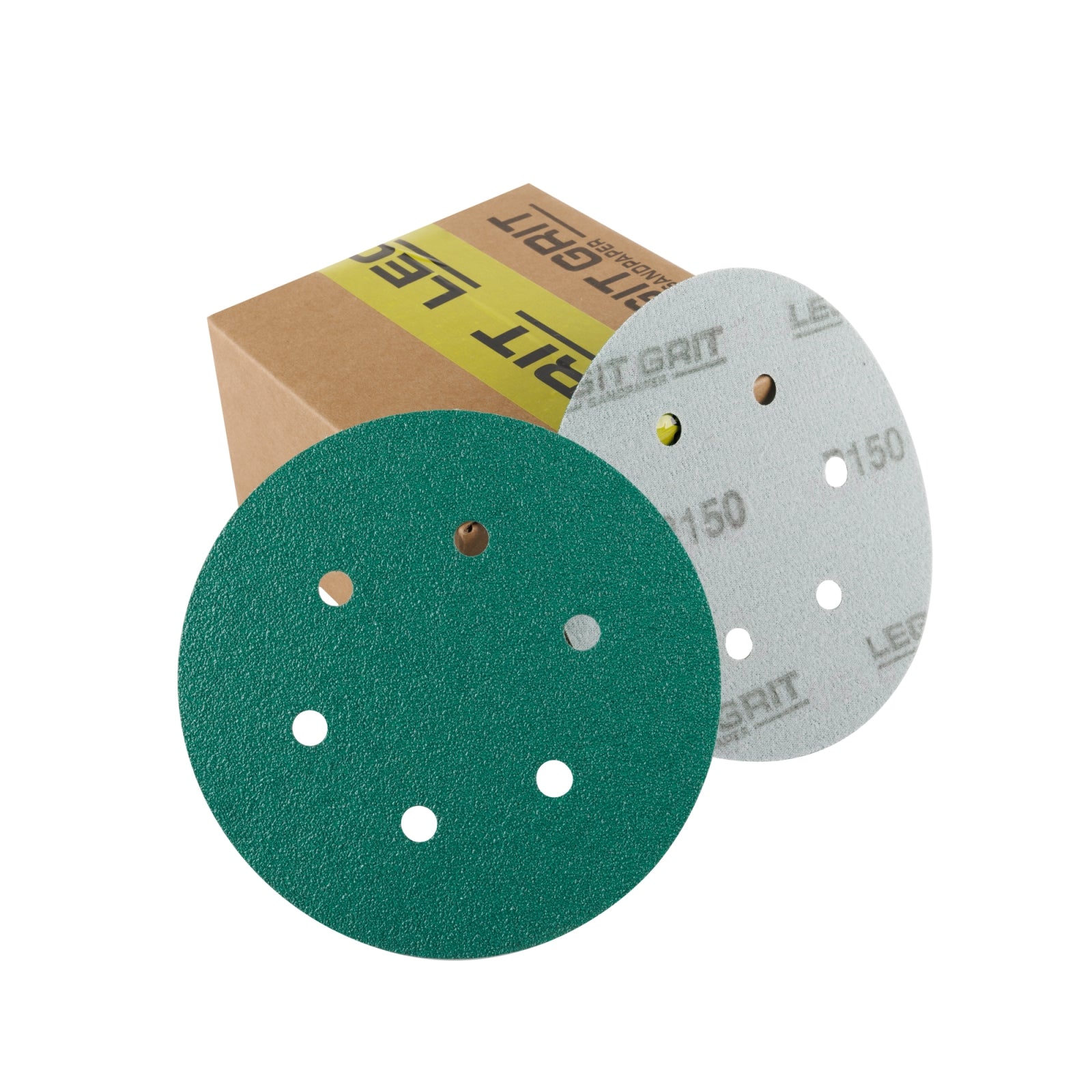 Legit Grit 6 inch Sand paper Disc, 6-Hole, Mixed Grit Variety Set - GRITS: 80/120/150/180/220 (10 of each) , 50 Pack