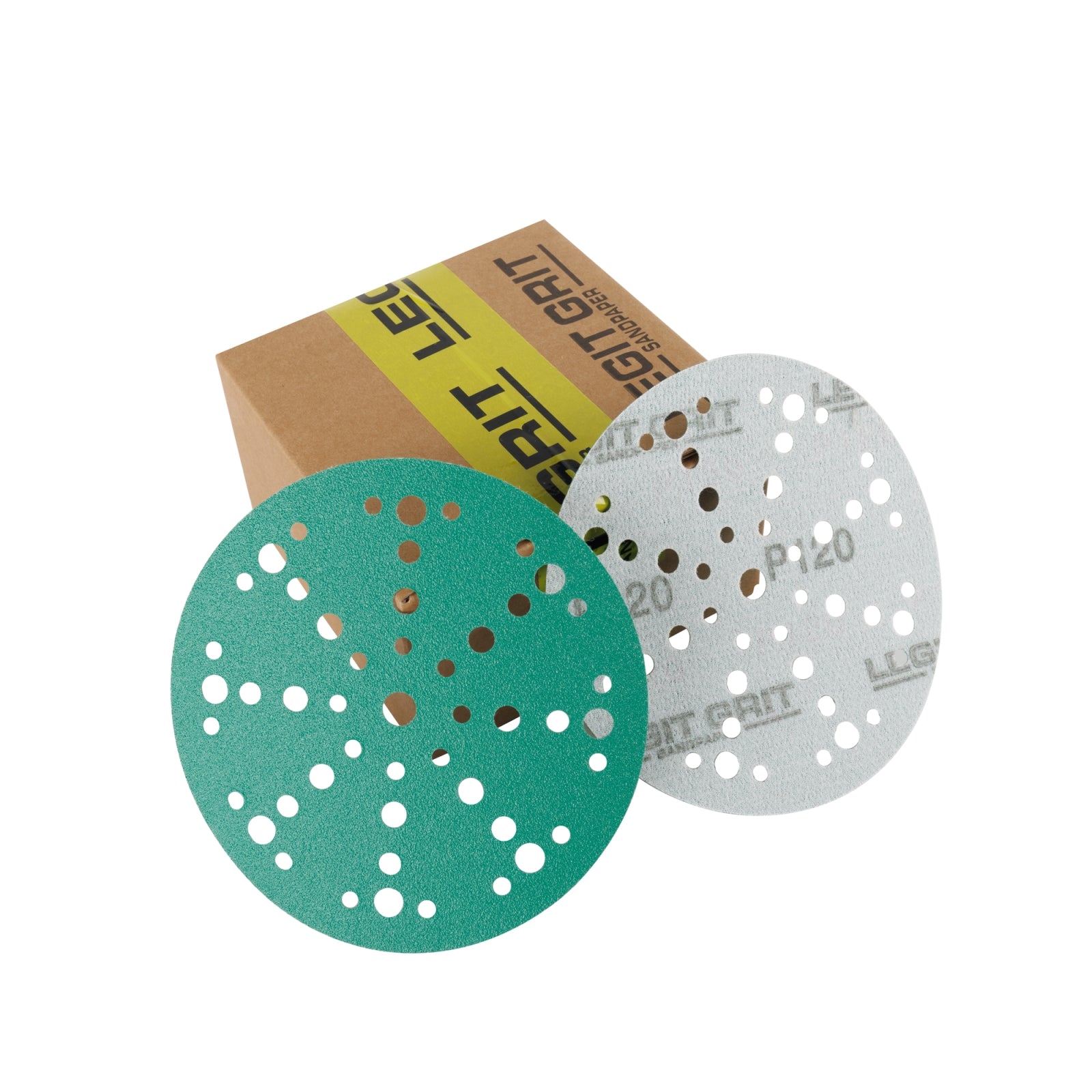 Legit Grit 6 inch Sand paper Disc, 49-Hole, Mixed Grit Variety Set - GRITS: 80/120/150/180/220 (10 of each) , 50 Pack