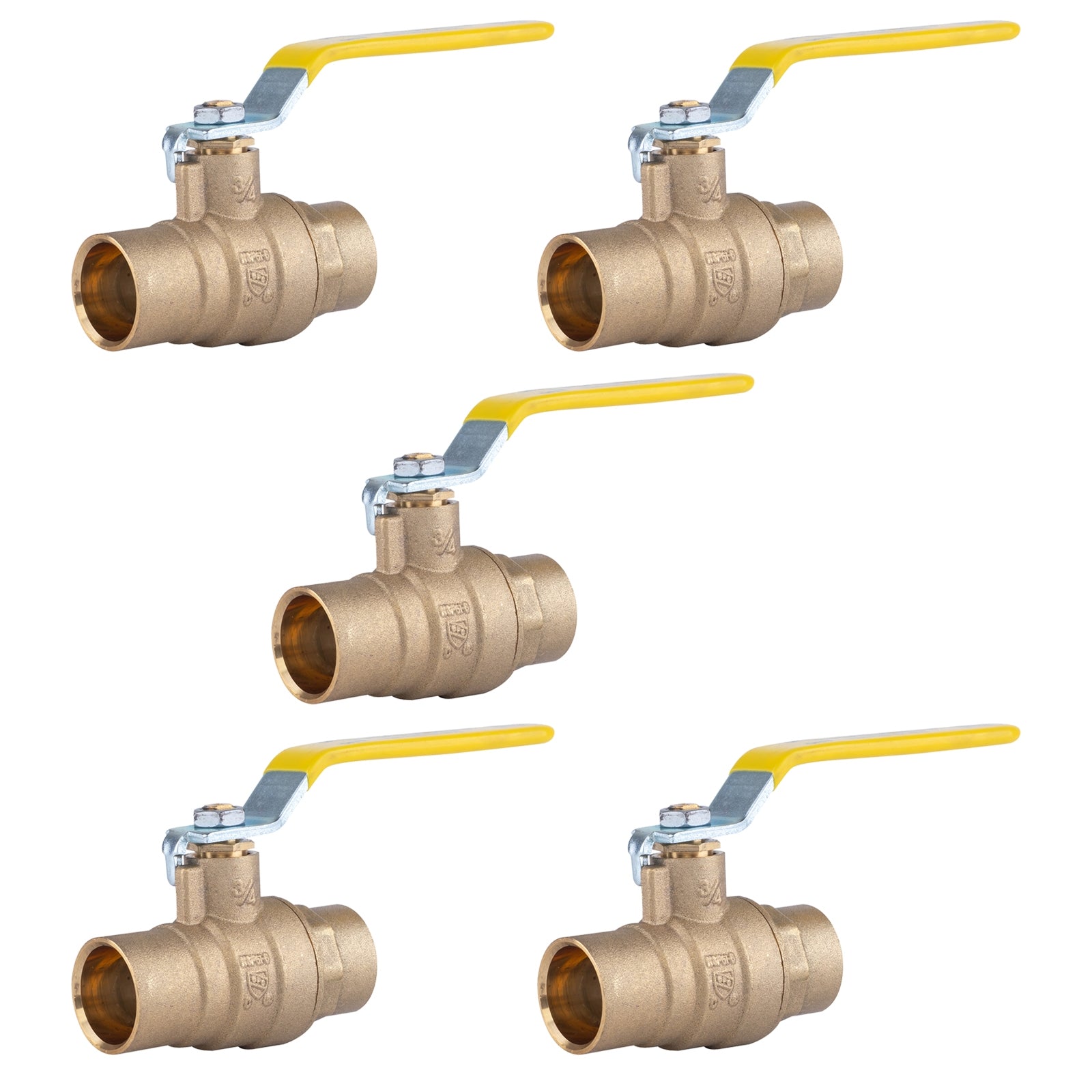 Hausen 3/4-inch Sweat x 3/4-inch Sweat Full Port Brass Ball Valve; Lead Free Forged Brass; Blowout Resistant Stem; cUPC/ANSI/NSF Certified; For Use in Potable Water Distribution Systems, 5-Pack