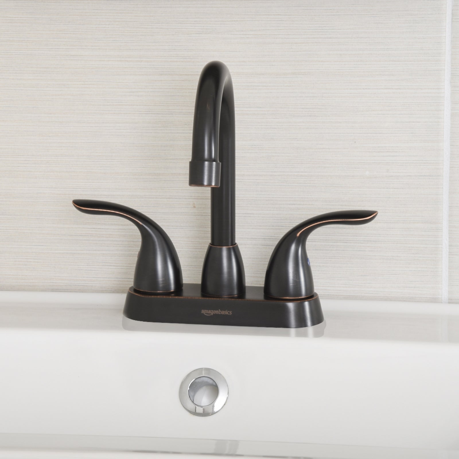 Two-Handle Long Spout 3-Hole Mount Basin Faucet-4-Inch, Oil-Rubbed Bronze