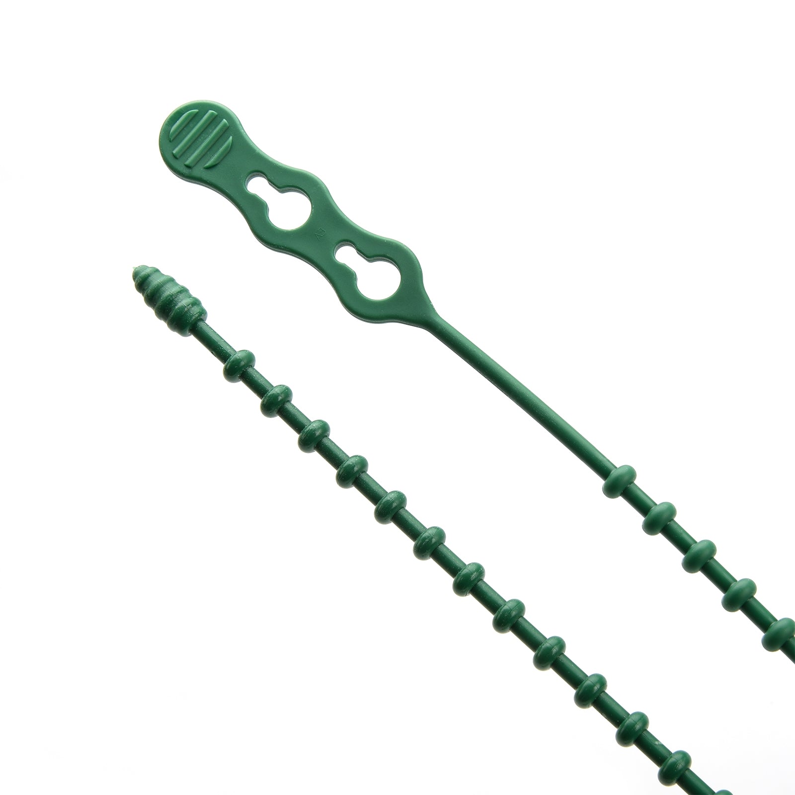 18-inch Green Double Loop Beaded Cable Tie, 120-lb Tensile Strength, 10-Pack