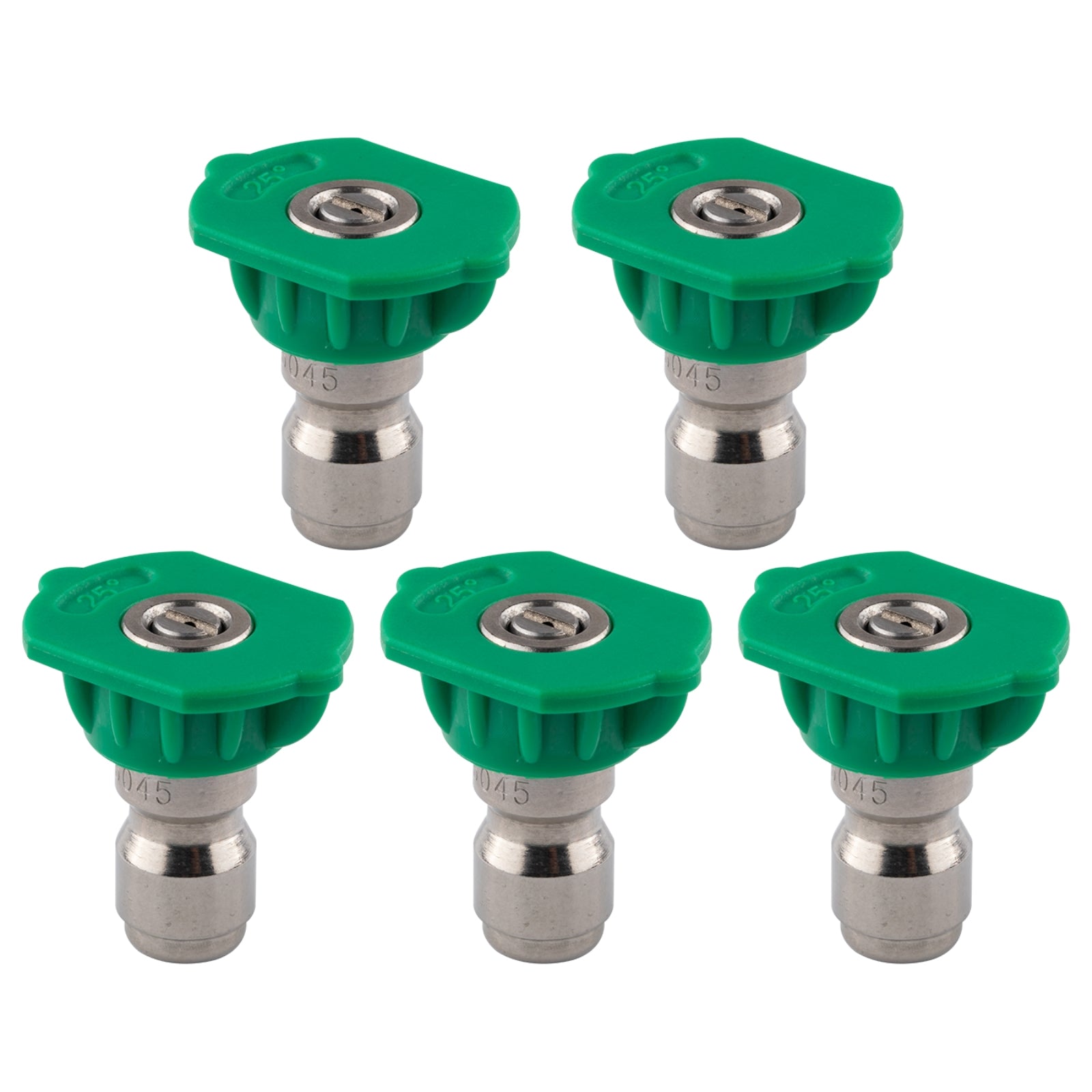 Clean Strike Professional Spray Nozzles, Green 25-Degree Spray Tips with 1/4 Inch Quick Connect Fitting, 4.5 Orifice and Pressure Washer Rated 6200 PSI, 5-Pack