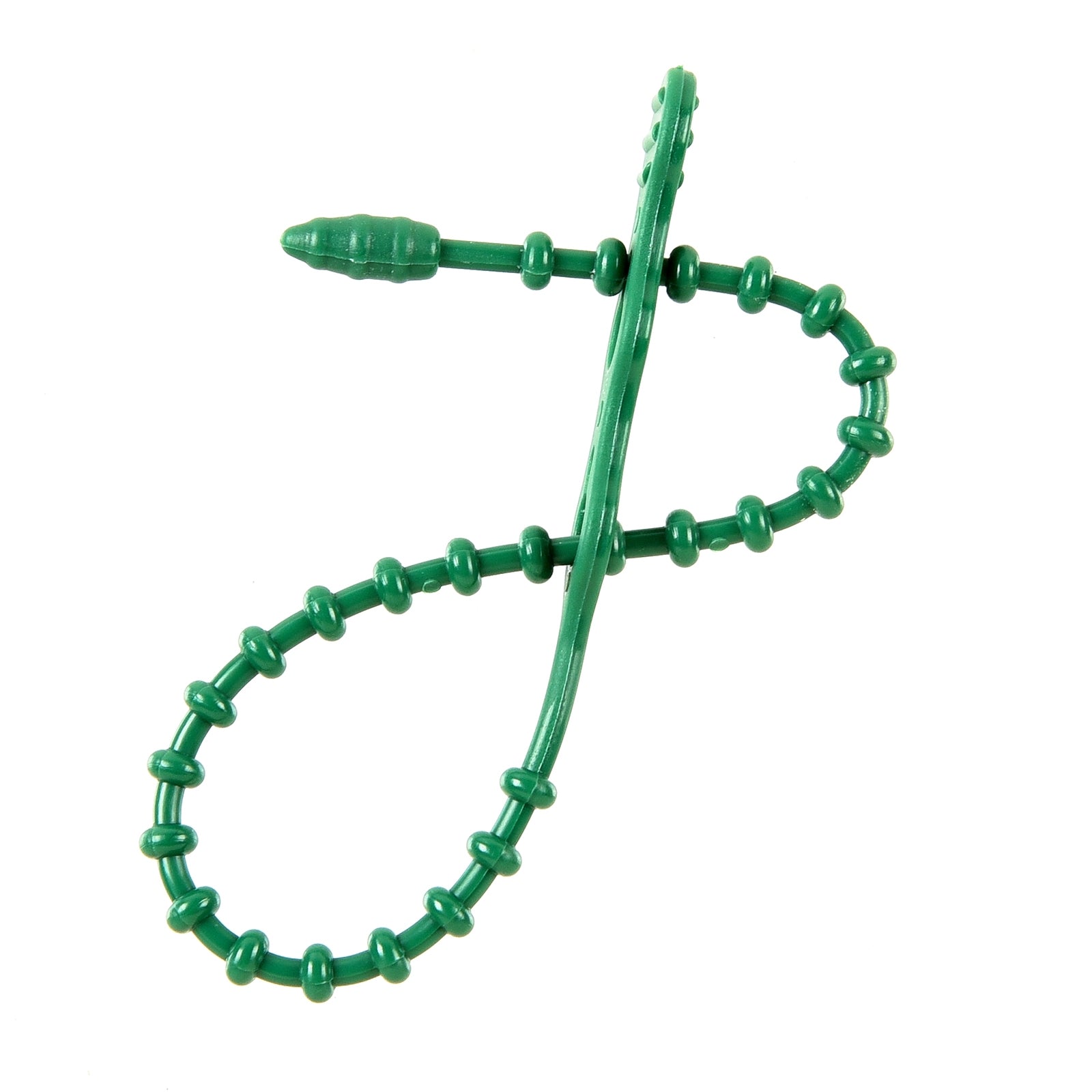 8-inch Green Double Loop Beaded Cable Tie, 50-lb Tensile Strength, 15-Pack