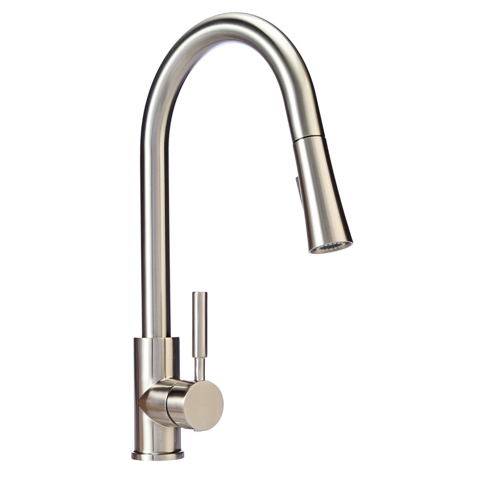 Modern Single-Handled Kitchen Pull-Down Sprayer Faucet, Satin Nickel