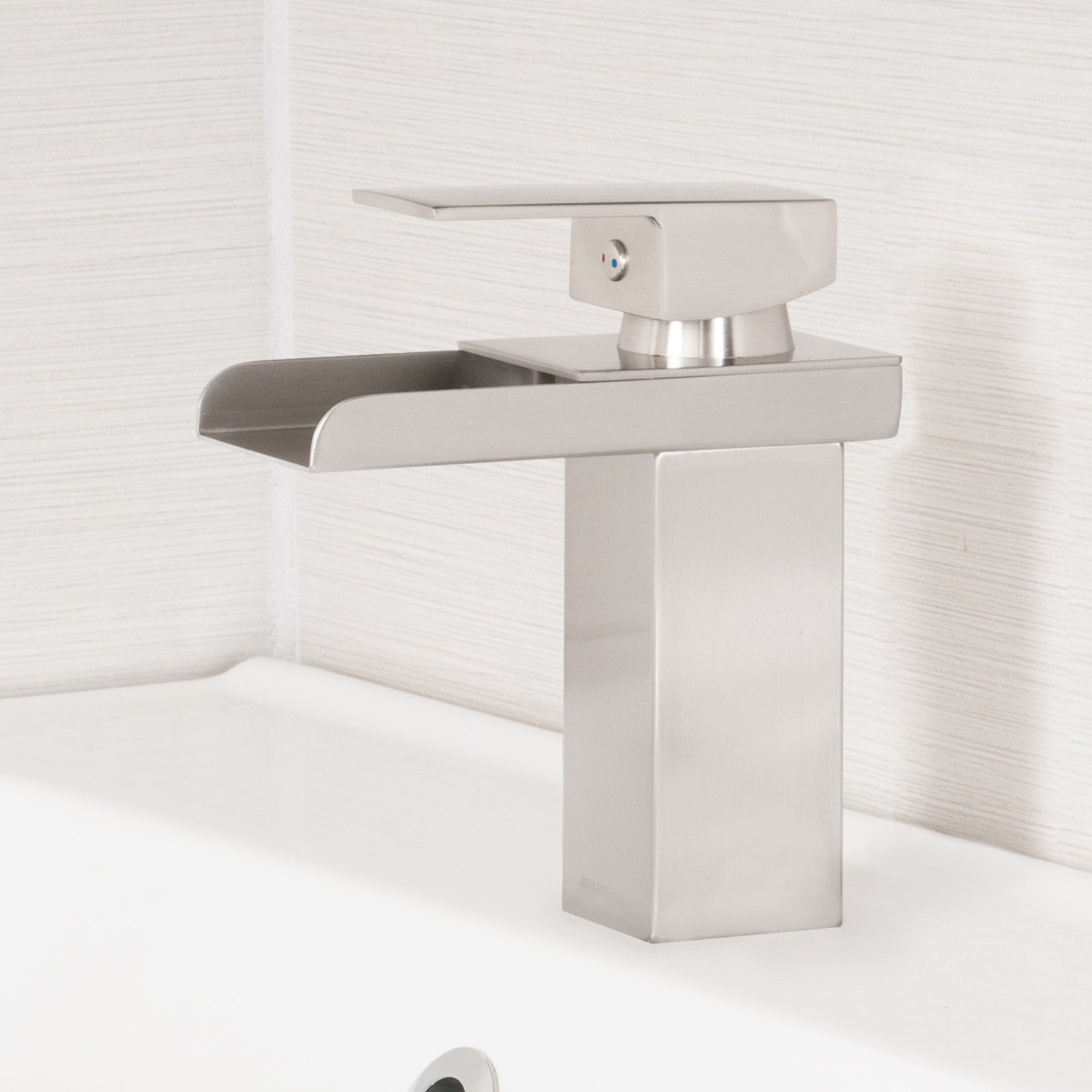 Waterfall Bathroom Faucet, Satin Nickel