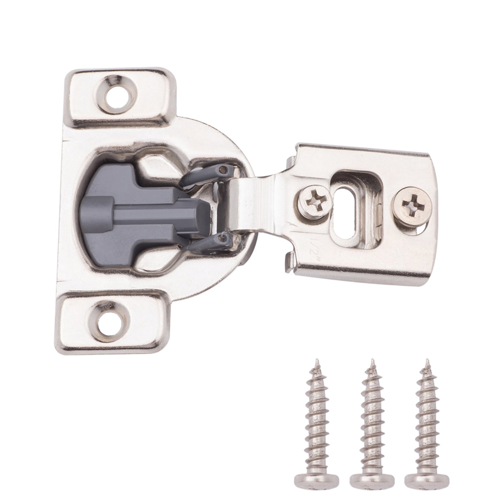 South Main Hardware 1/2-in. 108-Degree Nickel Plated Compact Overlay Soft-Close Hinge (5-Pairs)