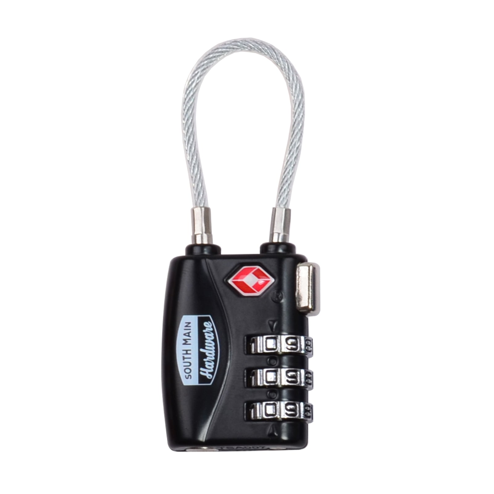 South Main Hardware TSA Accepted Combination Cable Luggage Lock in Black 1-Pack