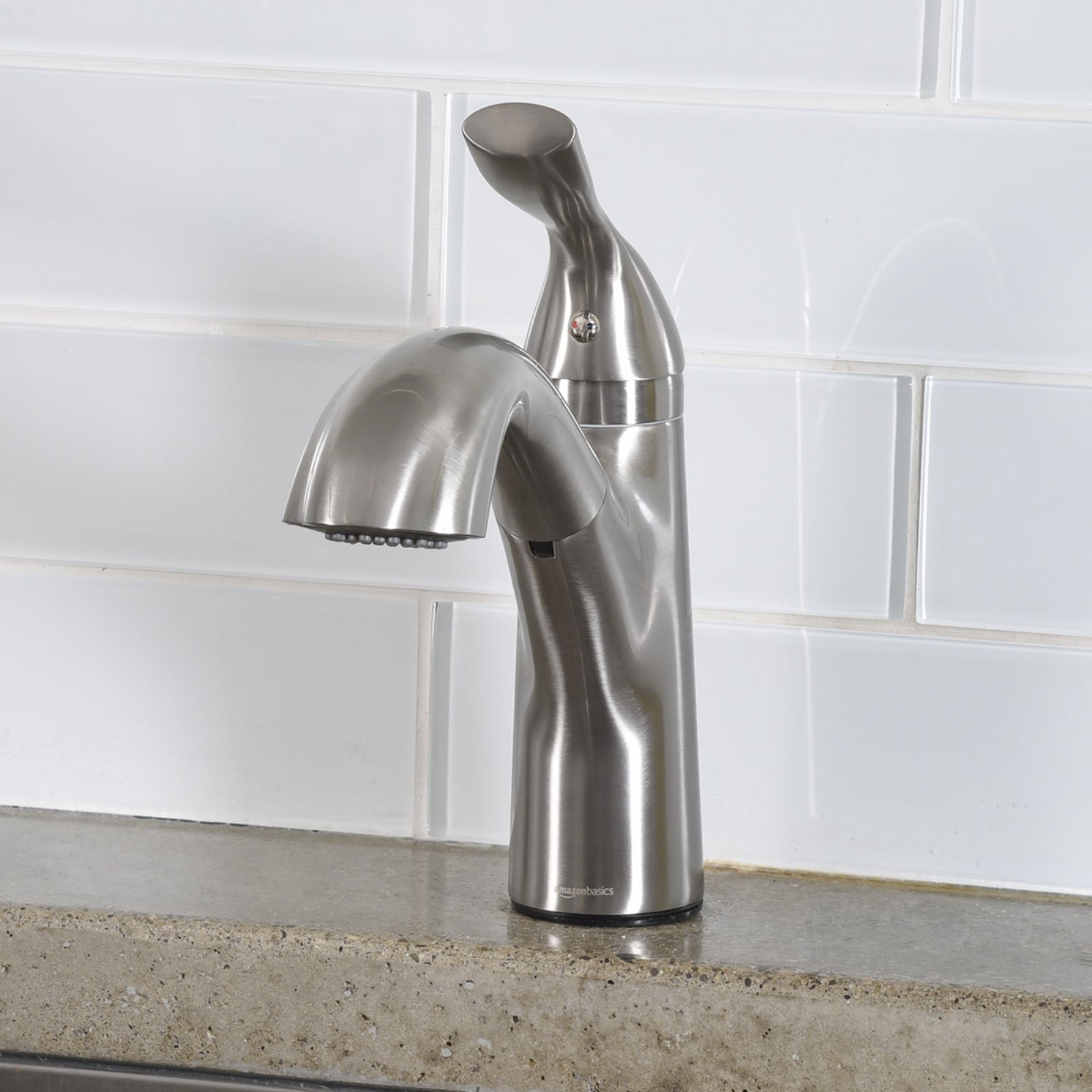 Single-Handle Kitchen Pull Out Sprayer Faucet, Arched, Satin Nickel