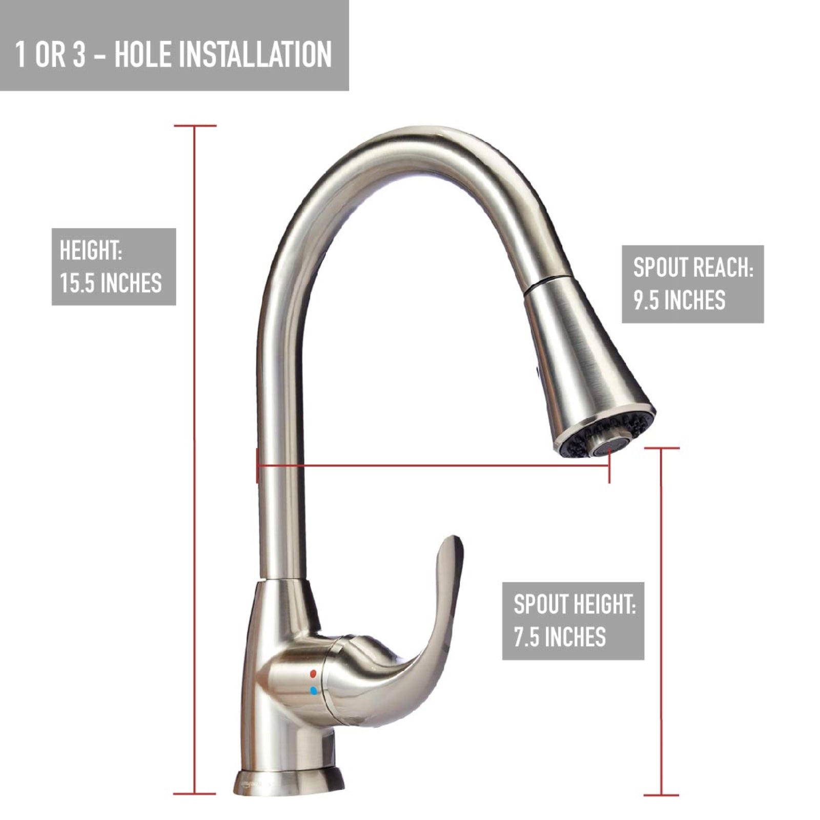 Standard Pull-Down Kitchen Faucet, Satin Nickel