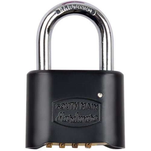 South Main Hardware Resettable Die-Cast Padlock, Black, 1-Pack