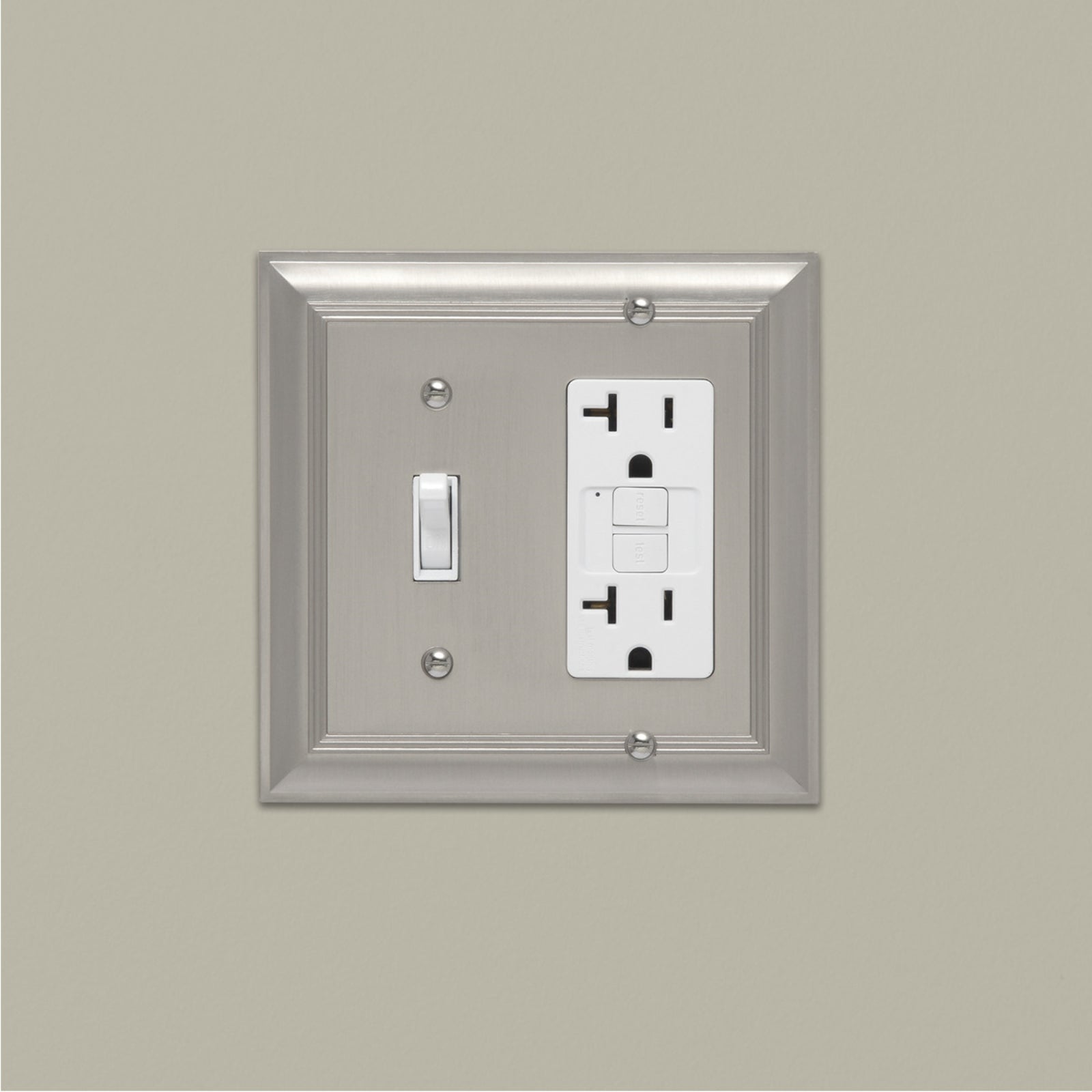 AmazonBasics Toggle and Gang Wall Plate, Satin Nickel, 2-Pack