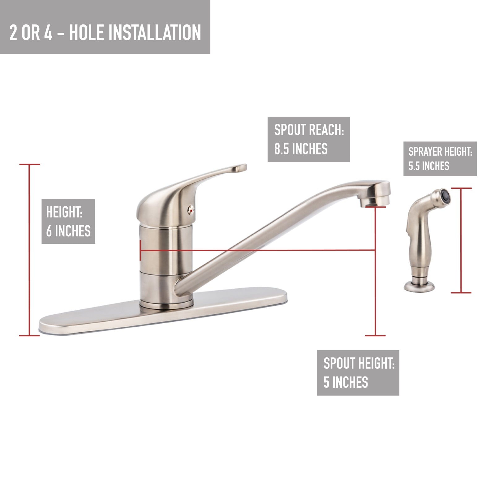 Classic Kitchen Faucet Set with Sprayer, Satin Nickel