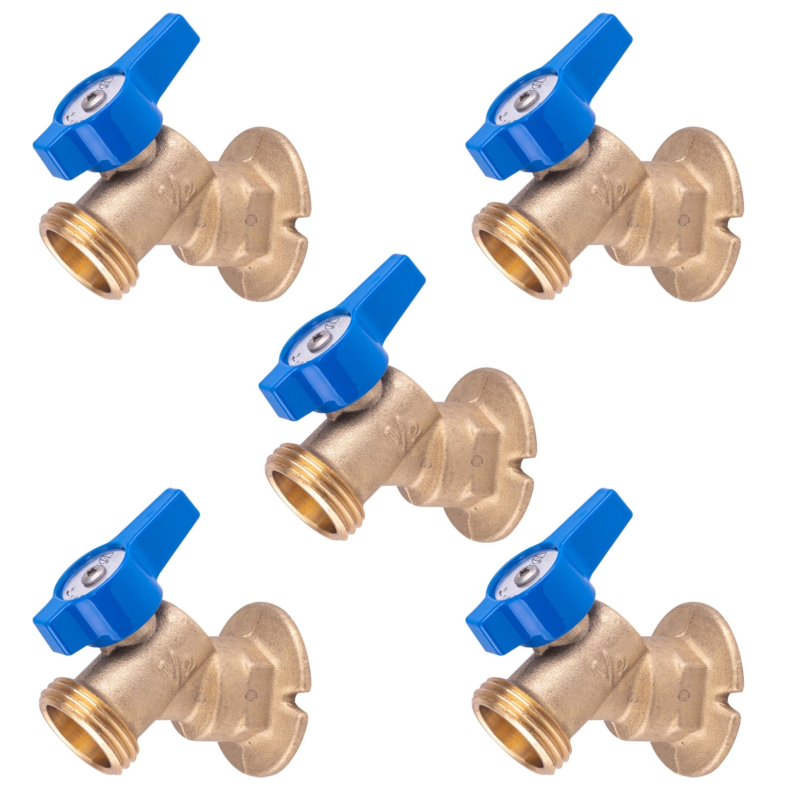 Hausen 1/2-inch FIP (Female Iron Pipe) x 3/4-inch MHT (Male Hose Thread) Brass Sillcock Valve with 1/4-Turn Lever Handle Shutoff; cUPC Certified, Compatible with Standard Garden Hoses, 5-Pack