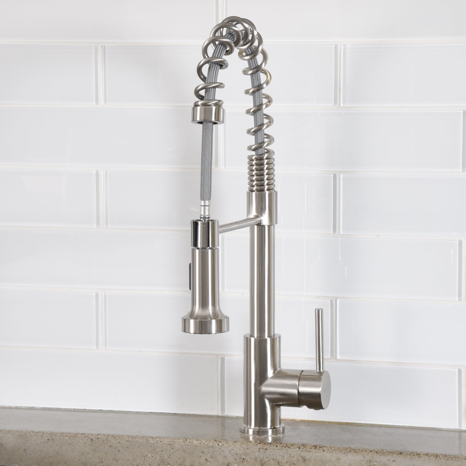 Pro-Style Spring Sprayer Kitchen Faucet, Satin Nickel