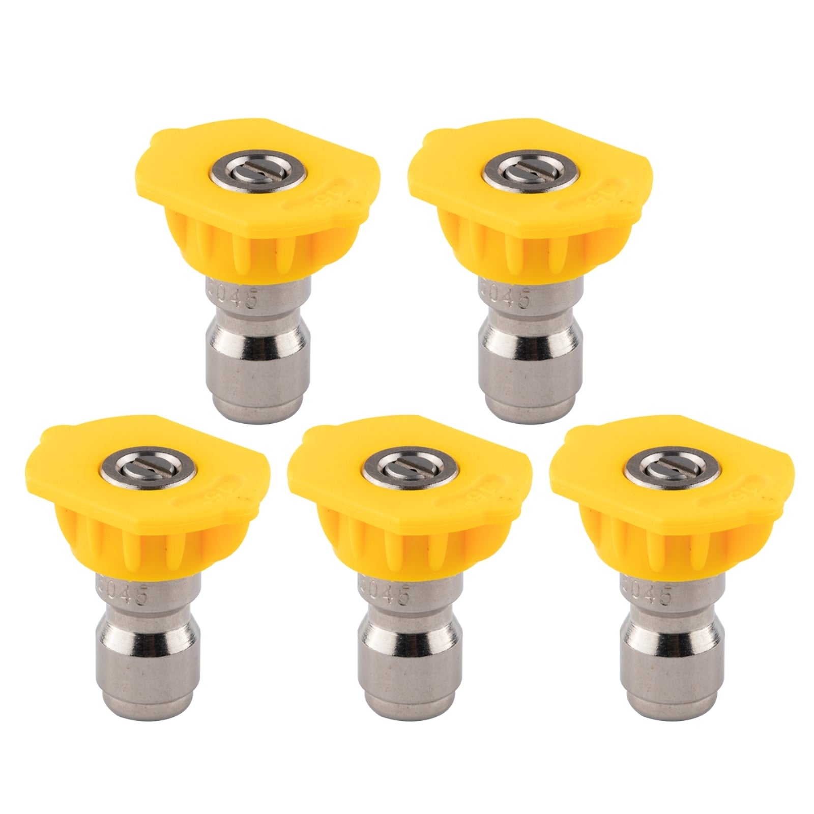 Clean Strike Professional Spray Nozzles, Yellow 15-Degree Spray Tips with 1/4 Inch Quick Connect Fitting, 4.5 Orifice and Pressure Washer Rated 6200 PSI, 5-Pack