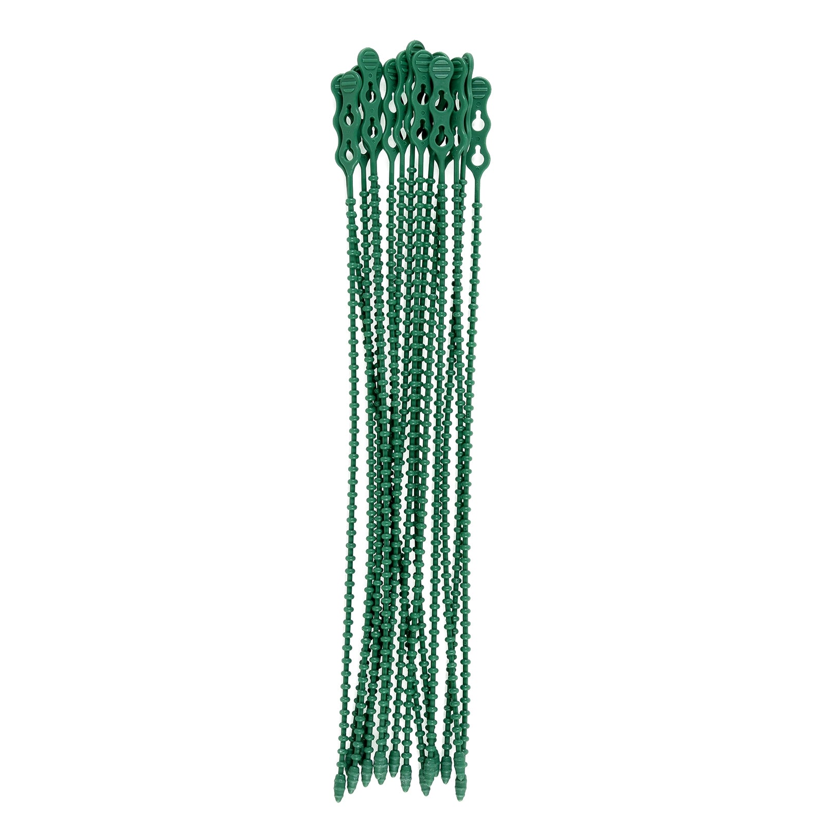 12-inch Green Double Loop Beaded Cable Tie, 50-lb Tensile Strength, 15-Pack