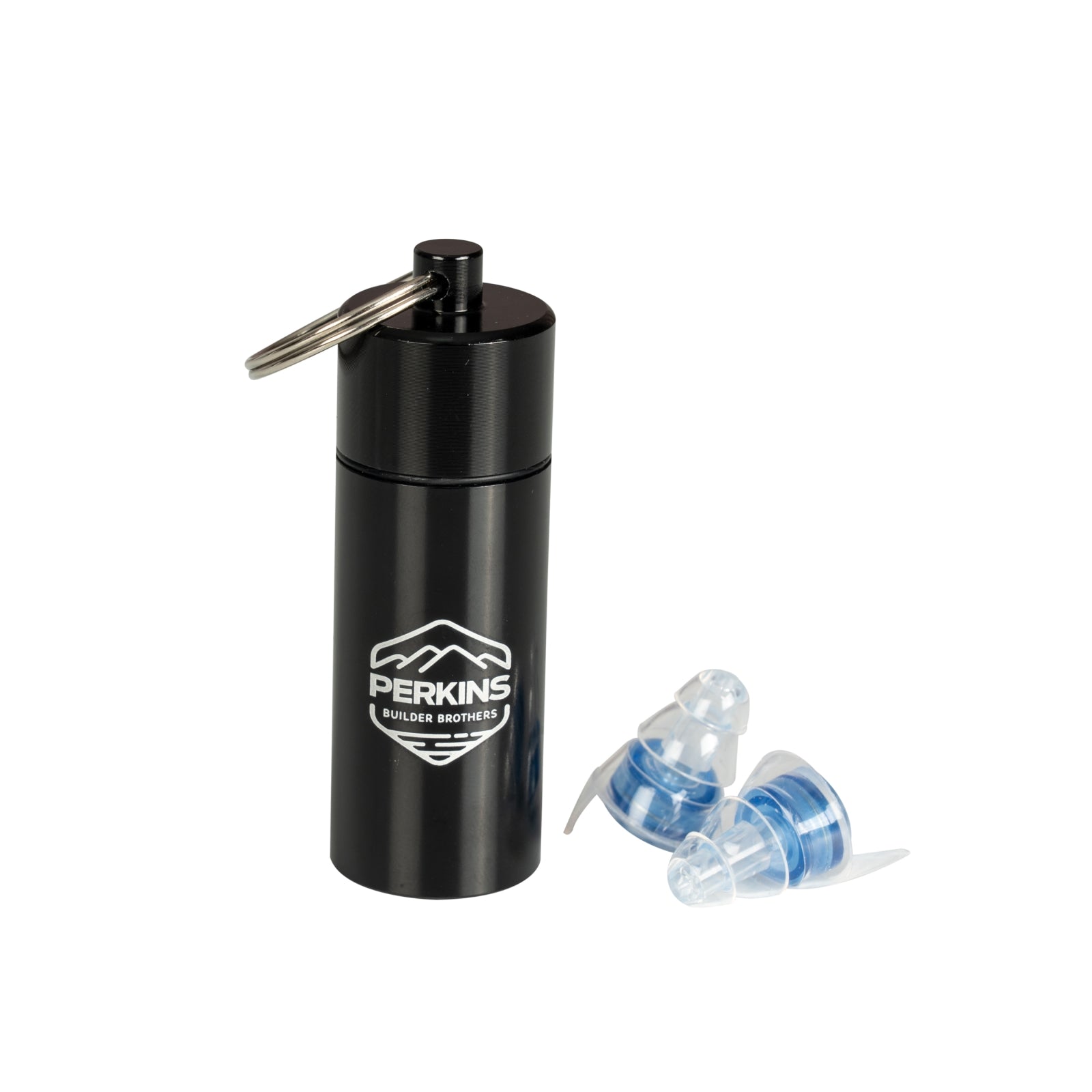 Perkins Builder Brothers 19dB Earplugs with Black Keyring Carrying Case, (includes 3 sizes)