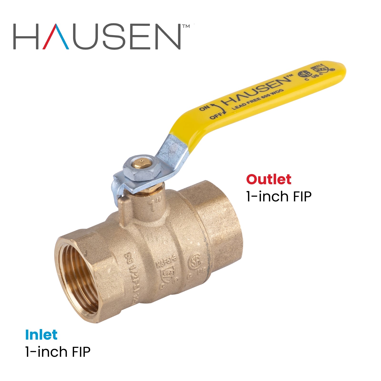 Hausen 1-inch FIP (Female Iron Pipe) x 1-inch FIP (Female Iron Pipe) Full Port Threaded Brass Ball Valve; Blowout Resistant Stem; For Use in Potable Water Distribution Systems, 3-Pack