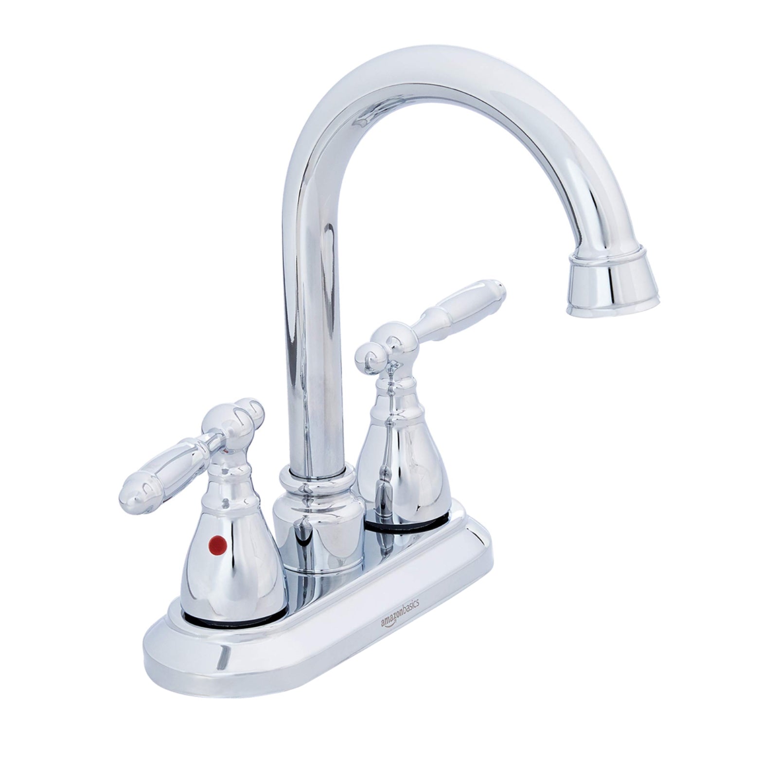 Traditional Two-Handle Long Spout 3-Hole Mount Basin Faucet-4-Inch, Polished Chrome