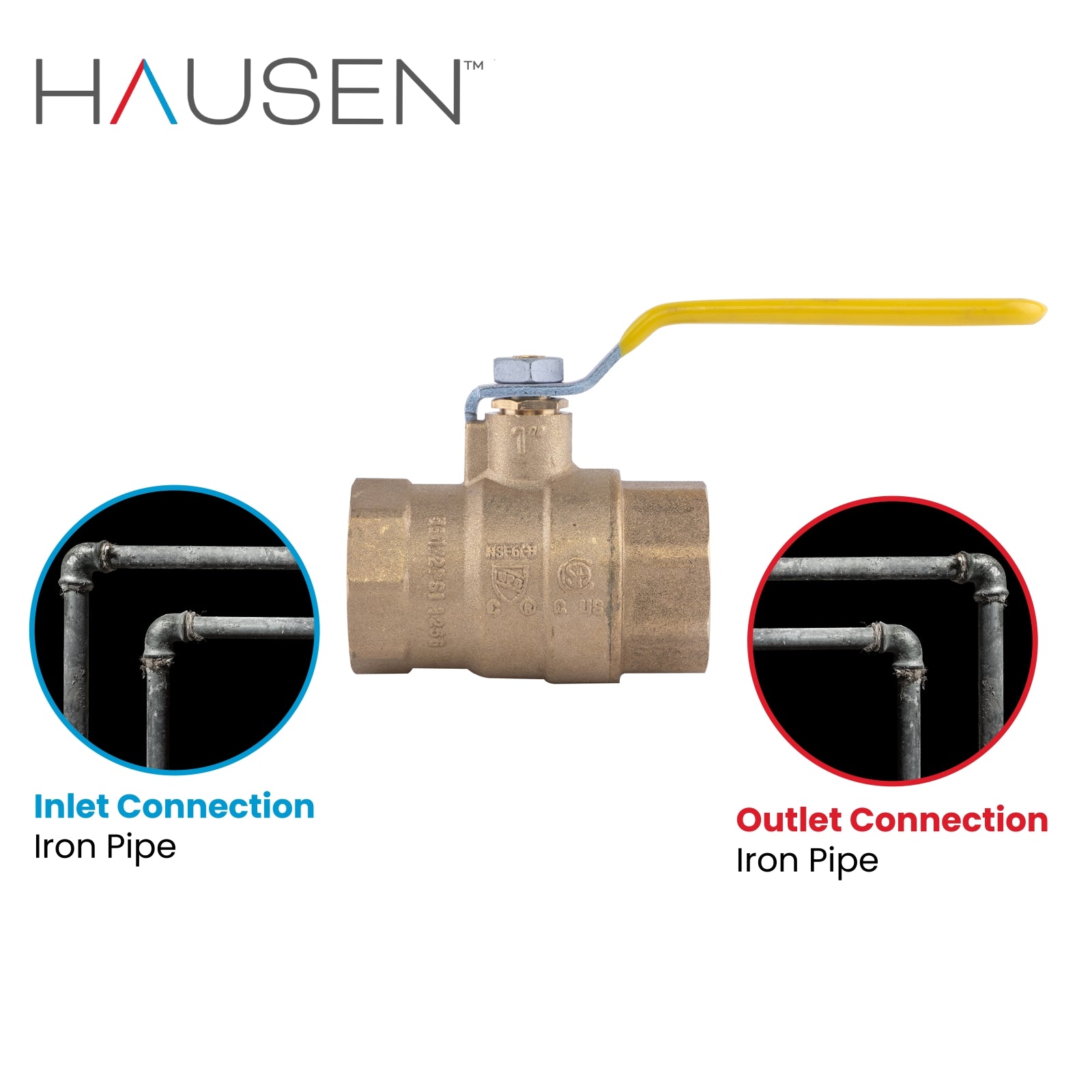 Hausen 1-inch FIP (Female Iron Pipe) x 1-inch FIP (Female Iron Pipe) Full Port Threaded Brass Ball Valve; Blowout Resistant Stem; For Use in Potable Water Distribution Systems, 1-Pack