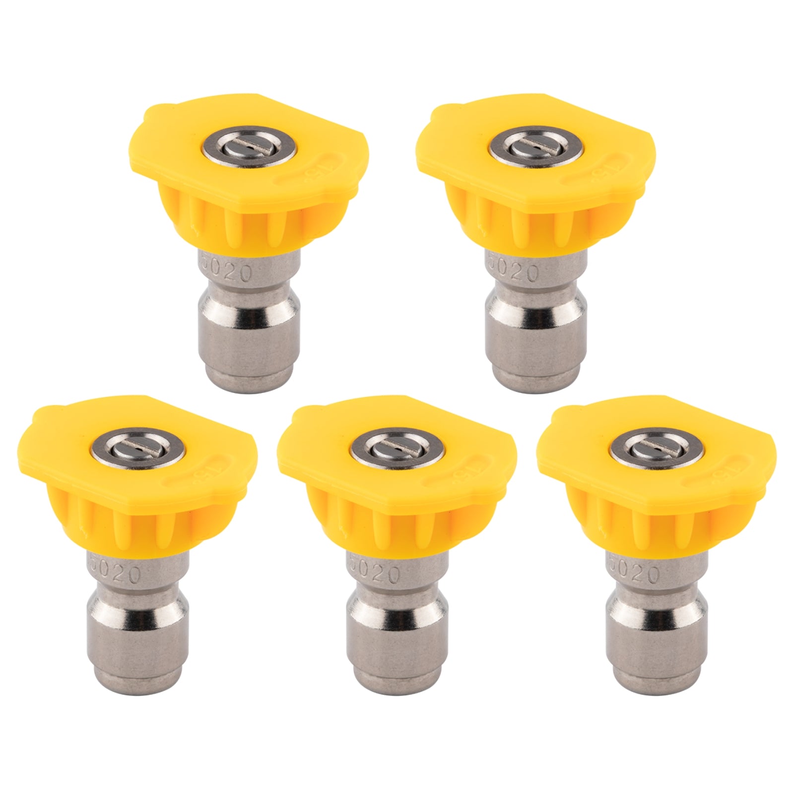 Clean Strike Professional Spray Nozzles, Yellow 15-Degree Spray Tips with 1/4 Inch Quick Connect Fitting, 2.0 Orifice and Pressure Washer Rated 6200 PSI, 5-Pack