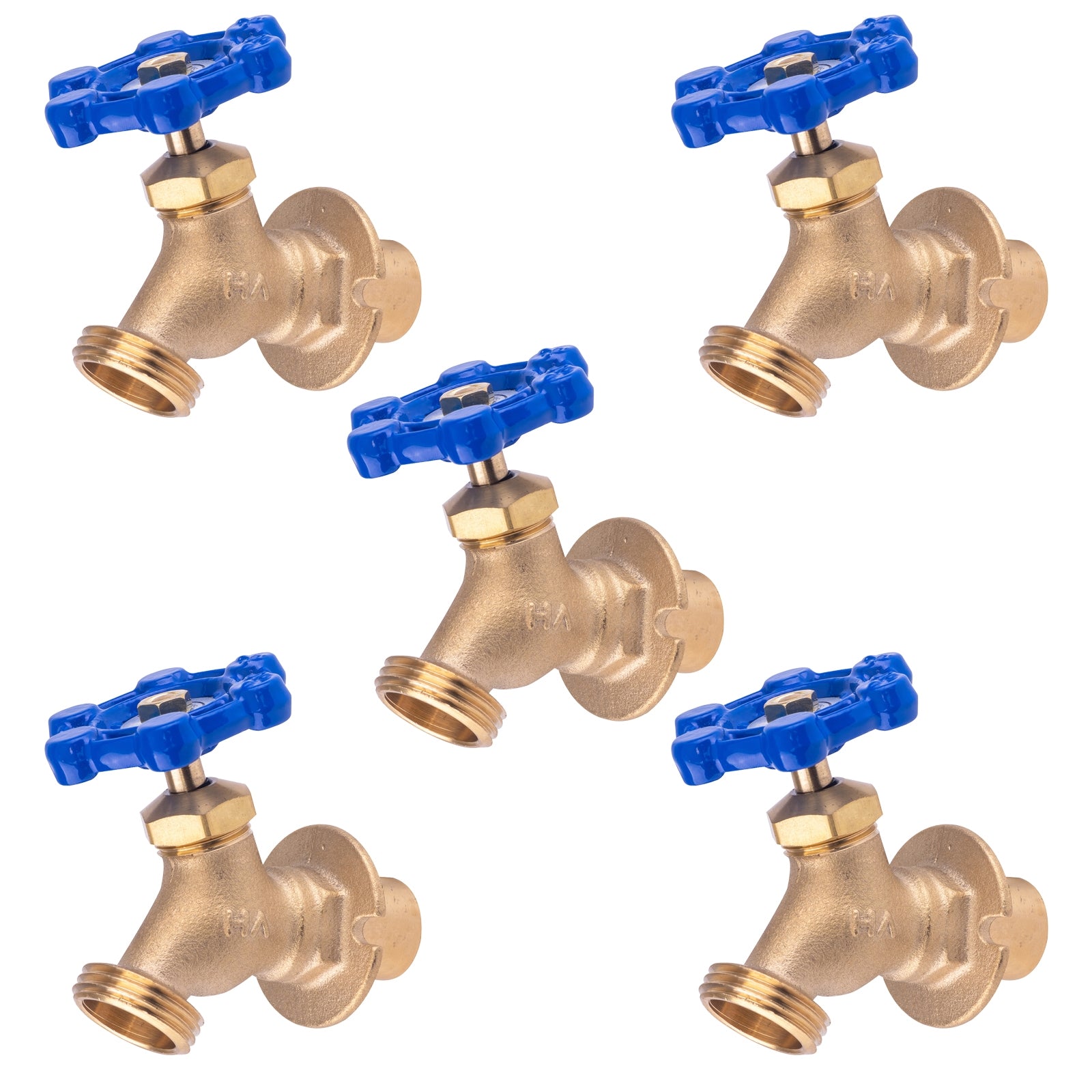 Hausen 1/2-inch or 3/4-inch Sweat x 3/4-inch MHT (Male Hose Thread) Brass Sillcock Valve with Handle Shutoff; cUPC Certified, Compatible with Standard Garden Hoses, 5-Pack