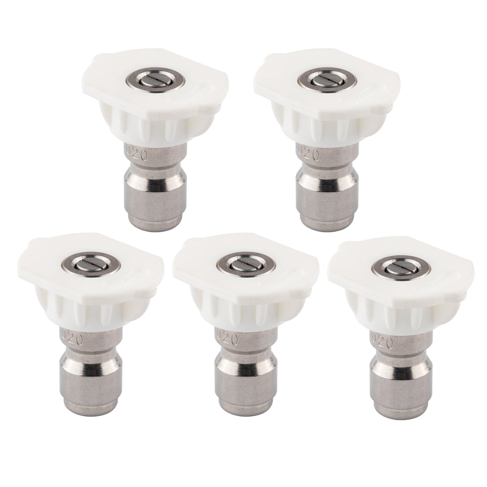 Clean Strike Professional Spray Nozzles, White 40-Degree Spray Tips with 1/4 Inch Quick Connect Fitting, 2.0 Orifice and Pressure Washer Rated 6200 PSI, 5-Pack