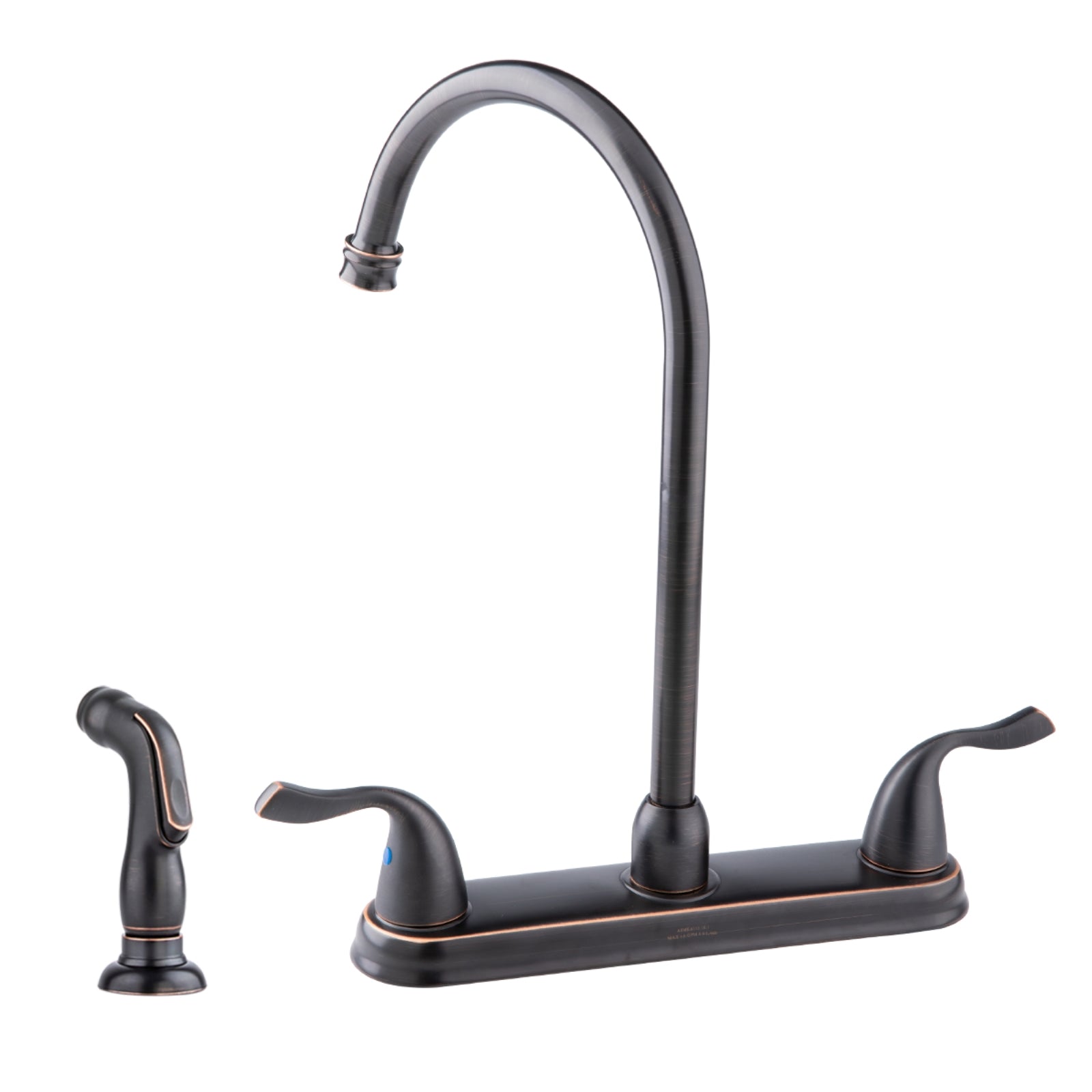 Two-Handle Hi-Arc Kitchen Faucet With Sprayer, Oil-Rubbed Bronze