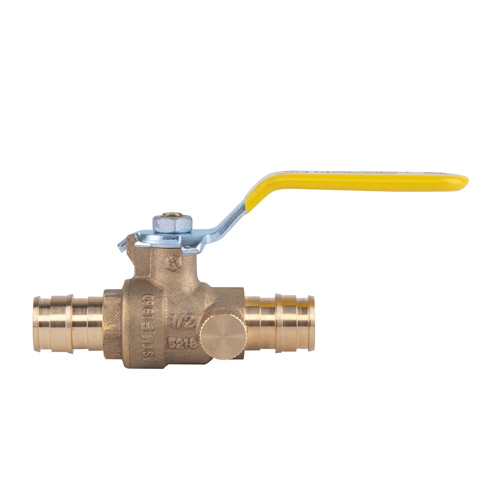 Hausen 1/2-inch PEX Standard Port Brass Ball Valve with Drain; Lead Free Forged Brass; Blowout Resistant Stem; cUPC/ANSI/NSF Certified; For Use in Potable Water, Oil and Gas Distribution Systems, 10-Pack