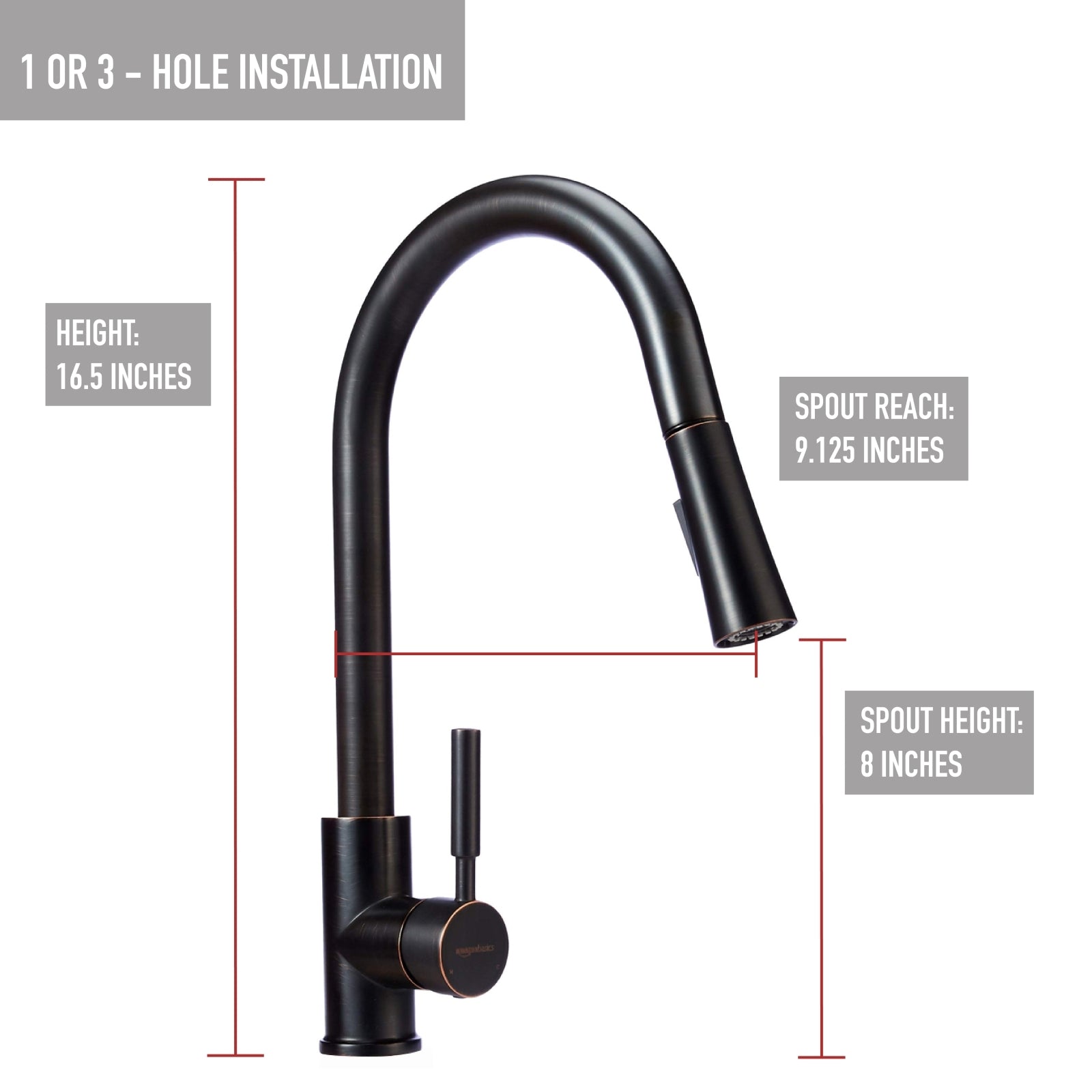 Modern Single-Handled Kitchen Pull-Down Sprayer Faucet, Oil-Rubbed Bronze