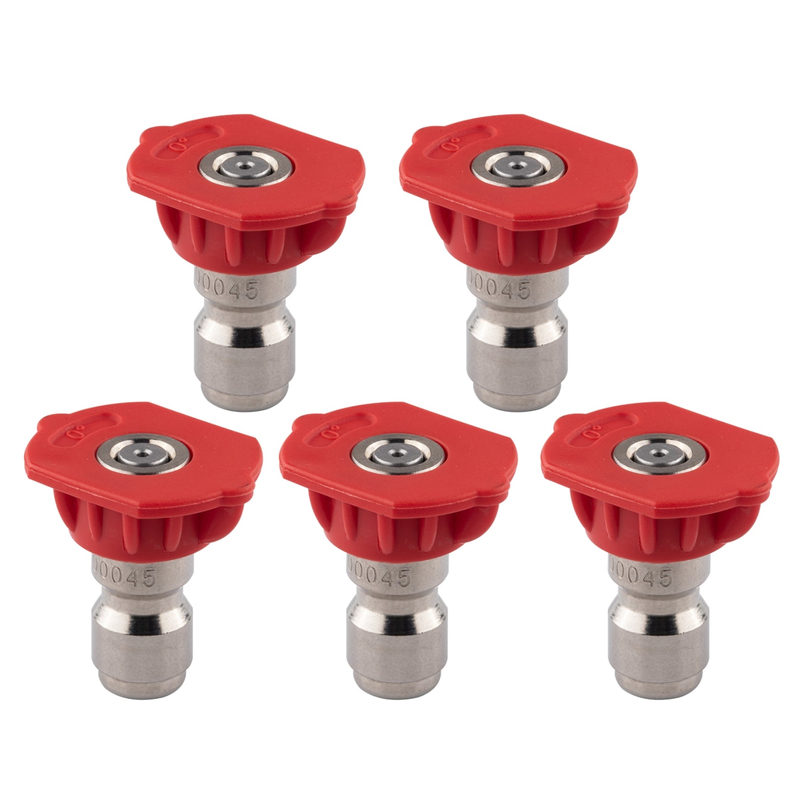 Clean Strike Professional Spray Nozzles, Red 0-Degree Spray Tips with 1/4 Inch Quick Connect Fitting, 4.5 Orifice and Pressure Washer Rated 6200 PSI, 5-Pack