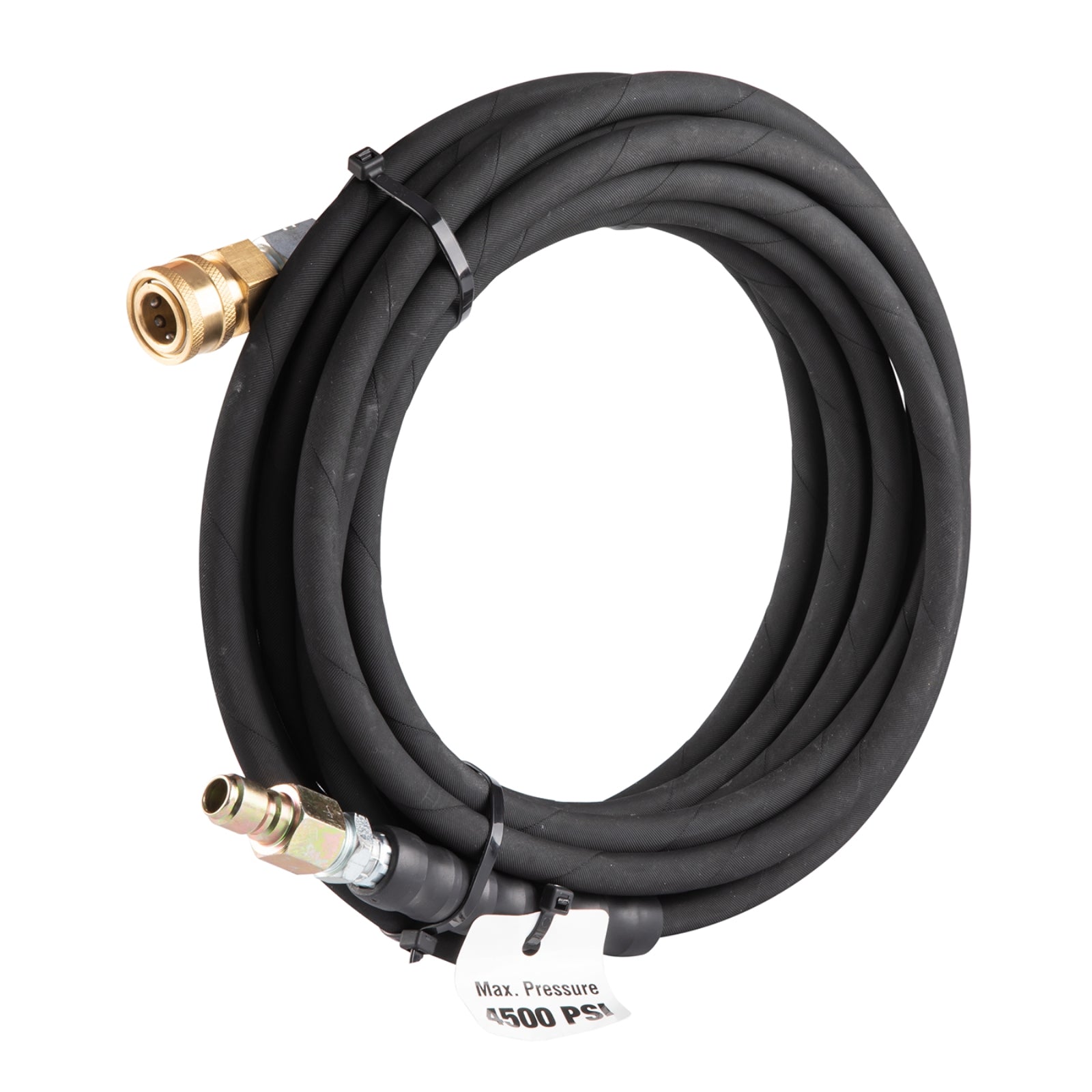 Clean Strike Professional Grade 1/4in x 25ft Rubber Steel Braided Replacement Hose with Quick Connect Coupler and Plug, Pressure Washer Rated 4500 PSI