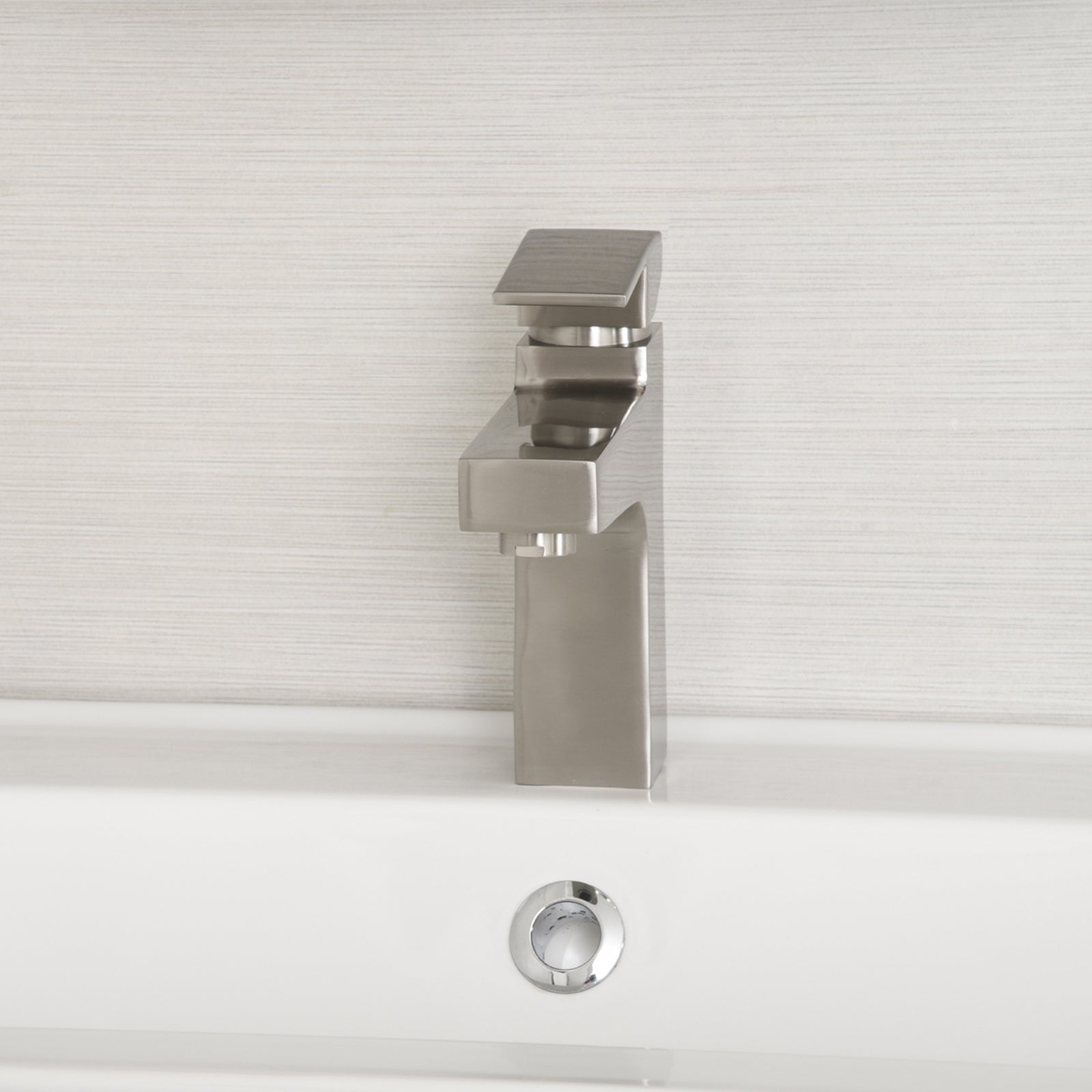 Single-handle Straight Bathroom Faucet, Satin Nickel