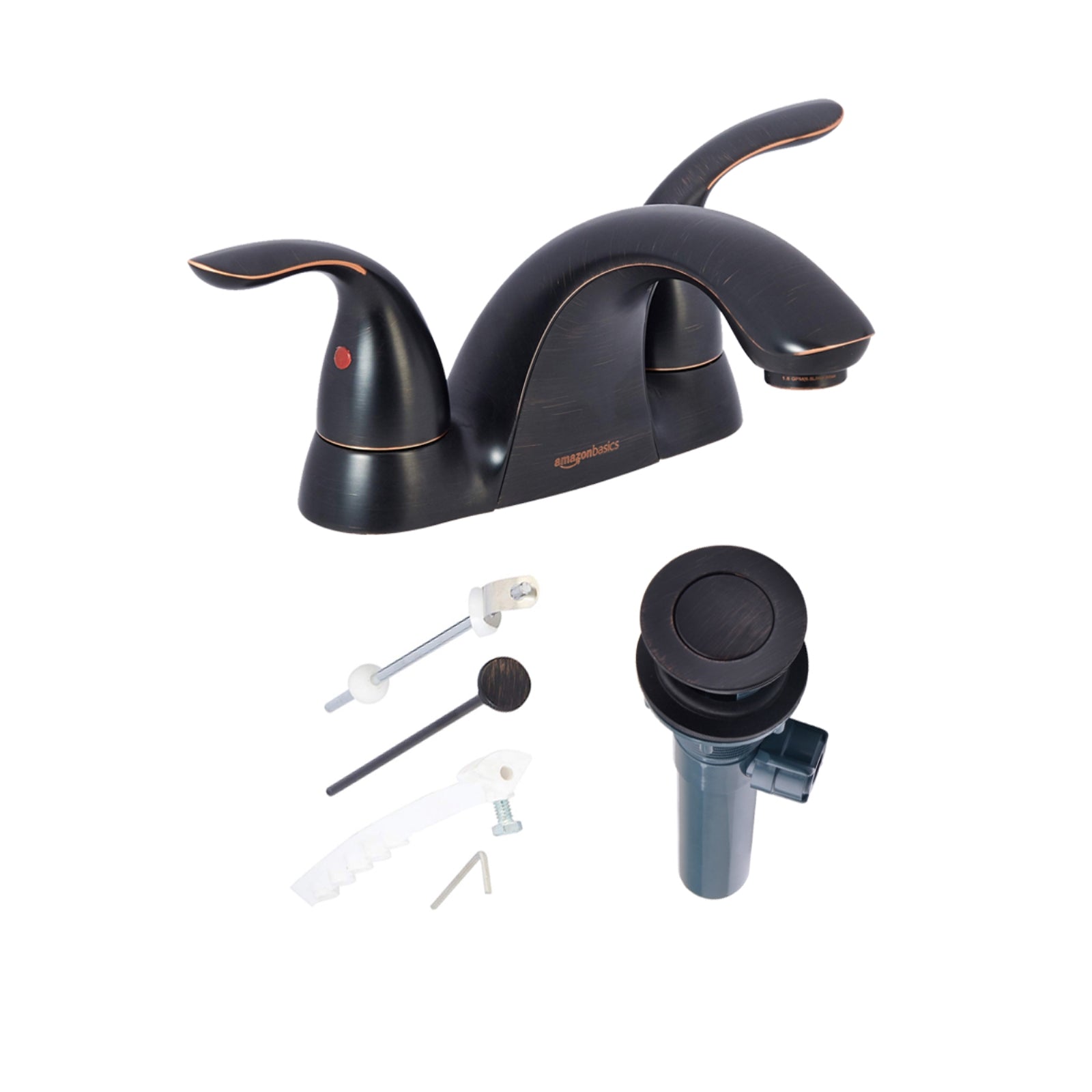 Two-Handle Short Spout 3-Hole Mount Basin Faucet-4-Inch, Oil-Rubbed Bronze