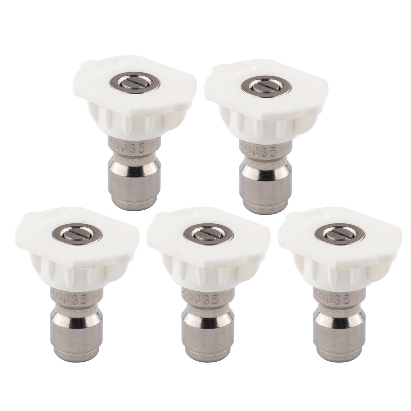 Clean Strike Professional Spray Nozzles, White 40-Degree Spray Tips with 1/4 Inch Quick Connect Fitting, 3.5 Orifice and Pressure Washer Rated 6200 PSI, 5-Pack