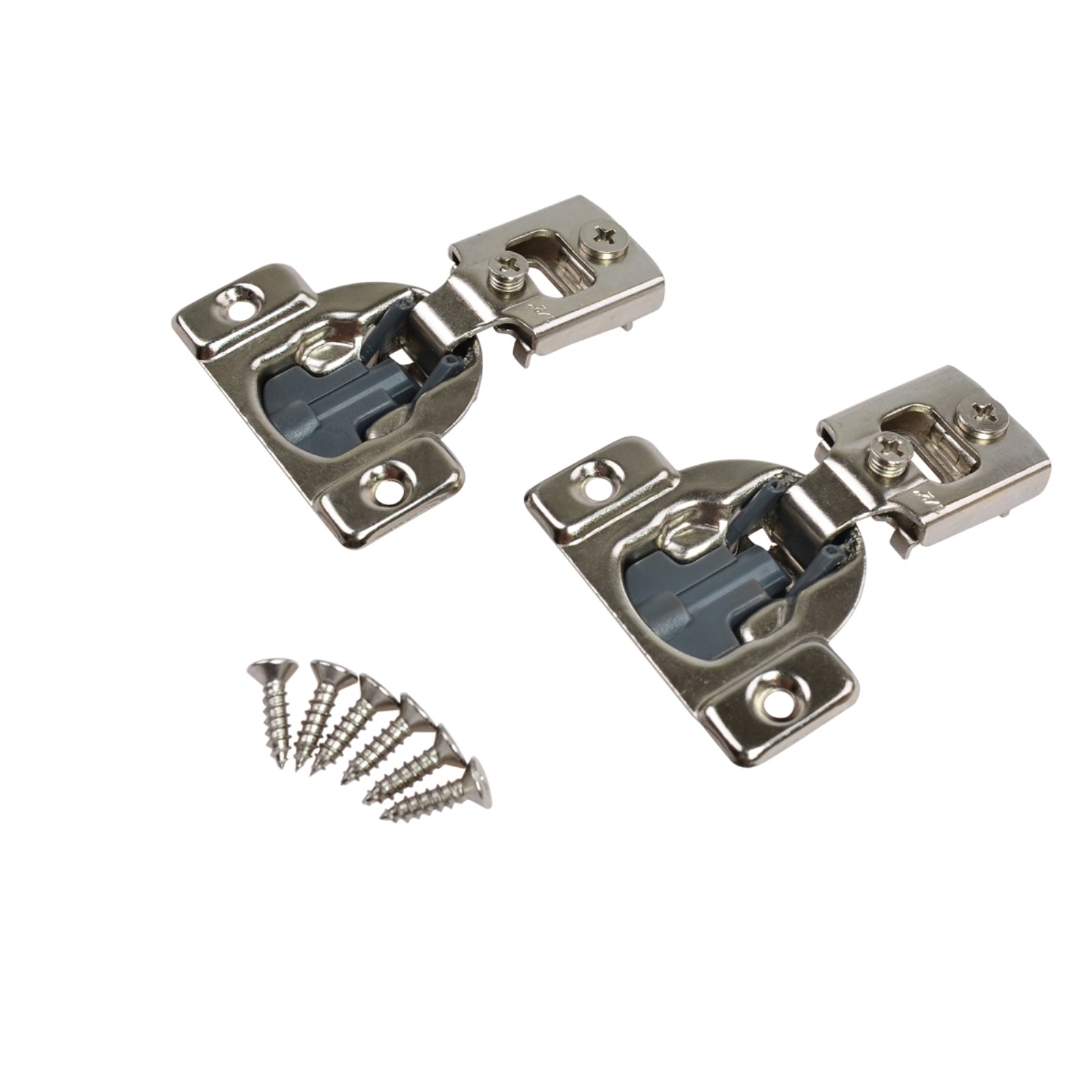 South Main Hardware 1/2-in. 108-Degree Nickel Plated Compact Overlay Soft-Close Hinge (5-Pairs)